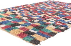 Vintage Boujad Moroccan Rug, Tribal Enchantment Meets Cubist Bauhaus