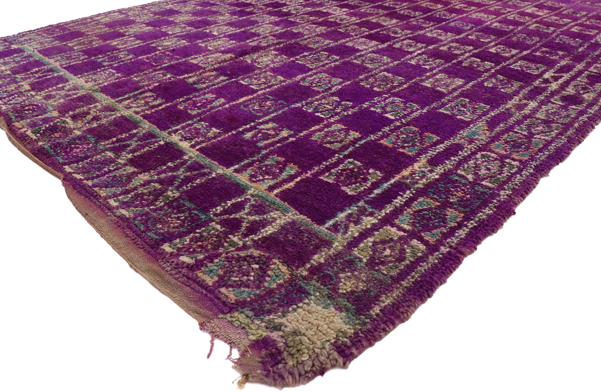 20905 Vintage Purple Talsint Moroccan Rug, 06'05 x 12'00. Talsint Moroccan rugs, originating from the Figuig area within the Aït Bou Ichaouen region of eastern Morocco, particularly in the remote Atlas Mountains, are celebrated for their traditional