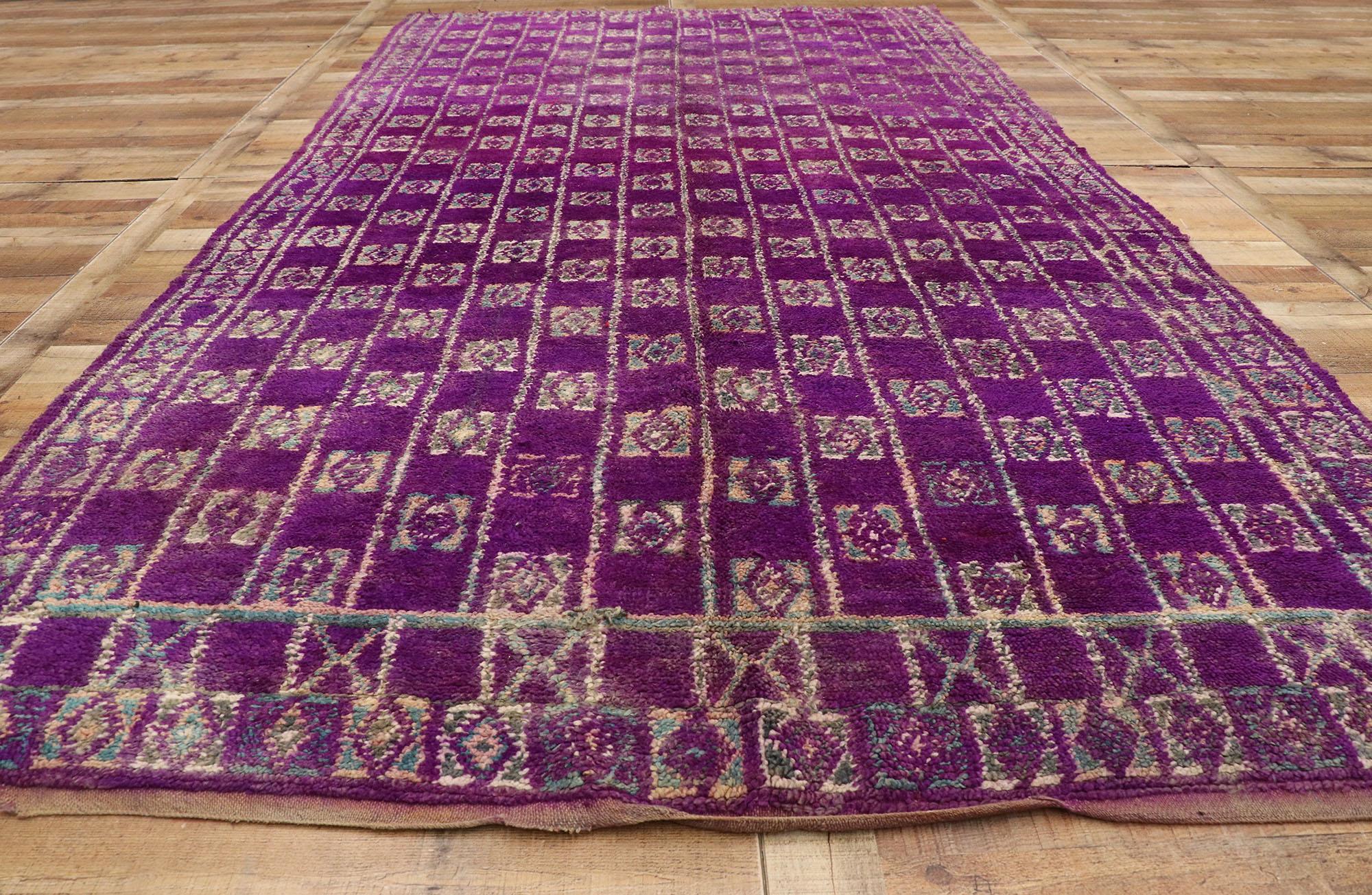 Vintage Purple Talsint Moroccan Rug by Berber Tribes of Morocco In Good Condition For Sale In Dallas, TX