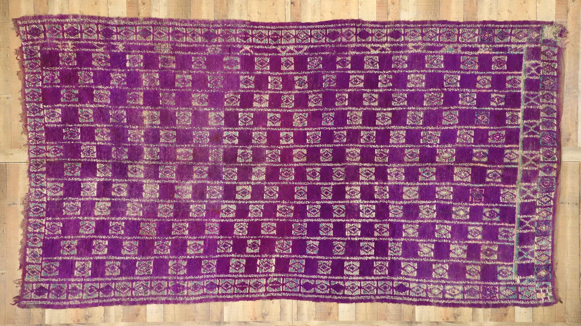20th Century Vintage Purple Talsint Moroccan Rug by Berber Tribes of Morocco For Sale