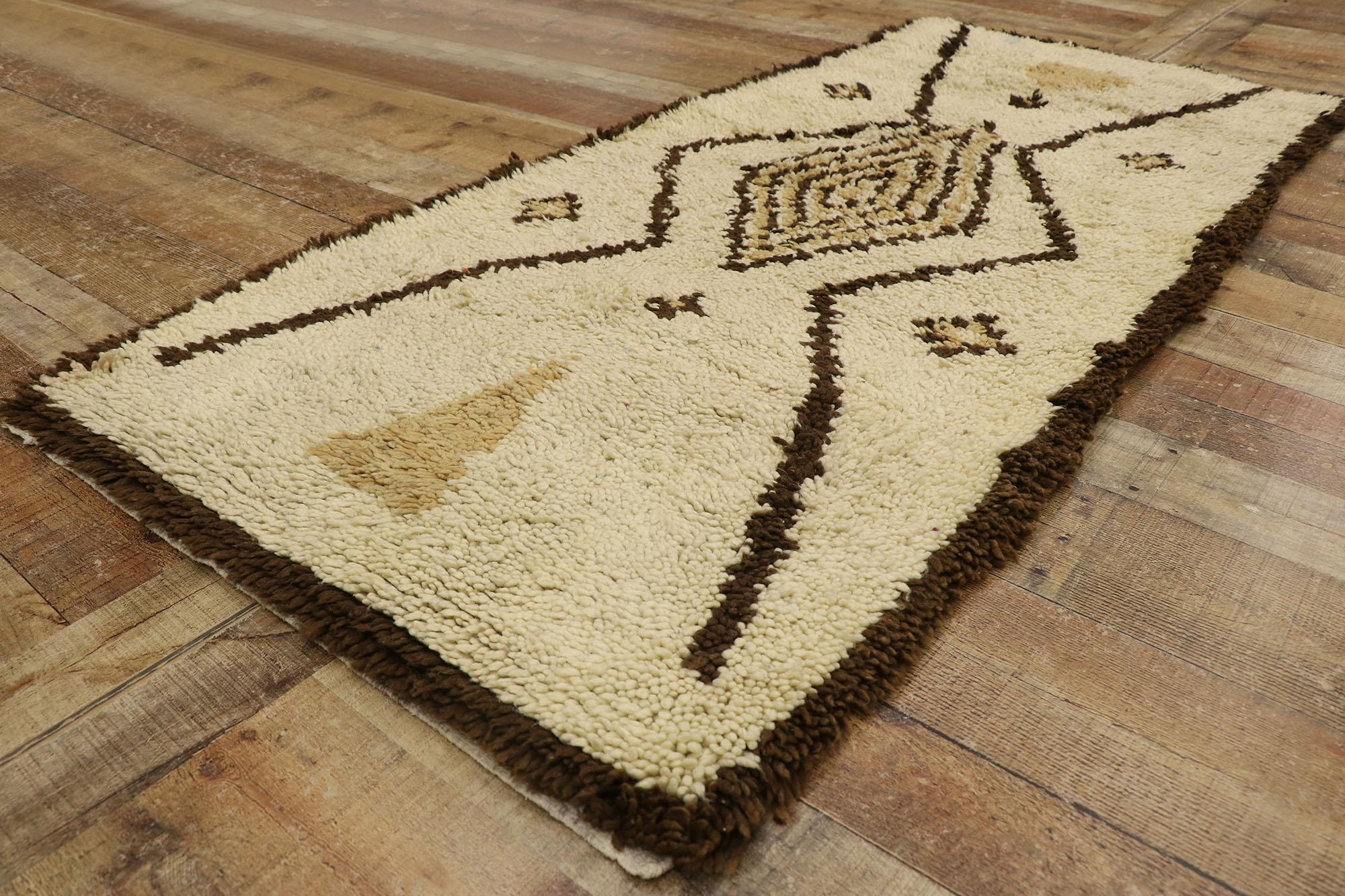 Wool Vintage Berber Moroccan Rug with Mid-Century Modern Style