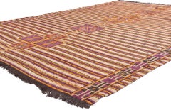 1960's Orange and Purple Ait Bou Ichaouen Berber Talsint Moroccan Carpet