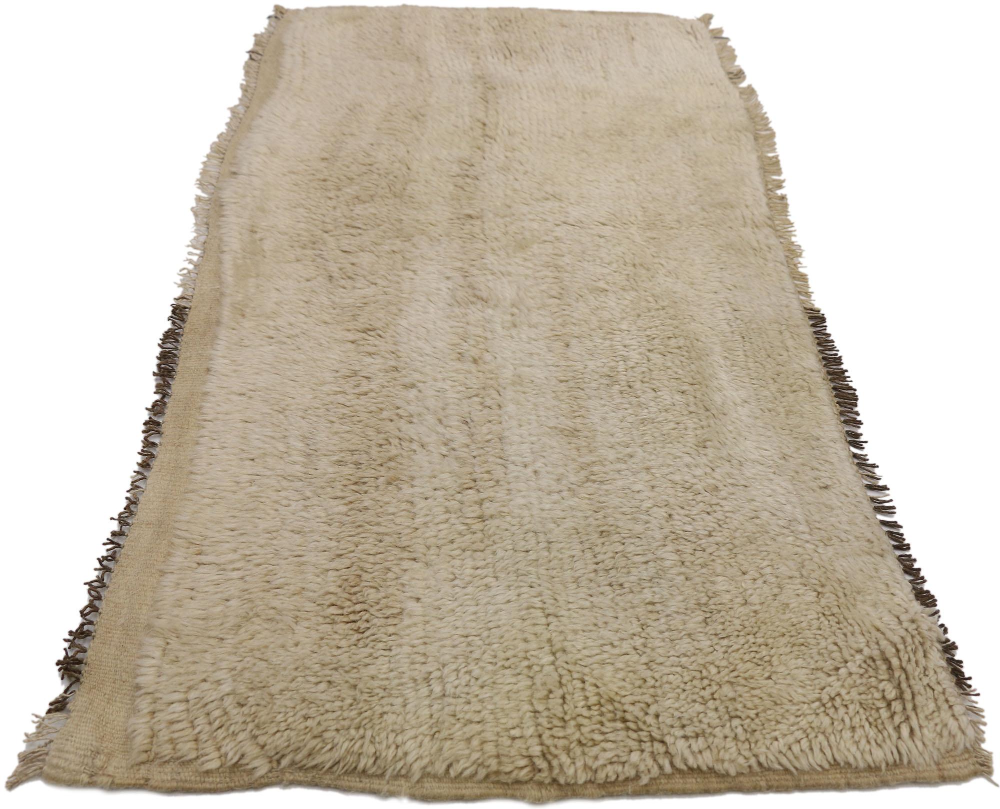 Hand-Knotted Vintage Berber Moroccan Rug with Minimalist Style