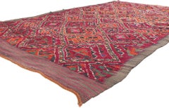 1960’s Taznakht Diamond Lattice Berber Moroccan Carpet with Modern Style