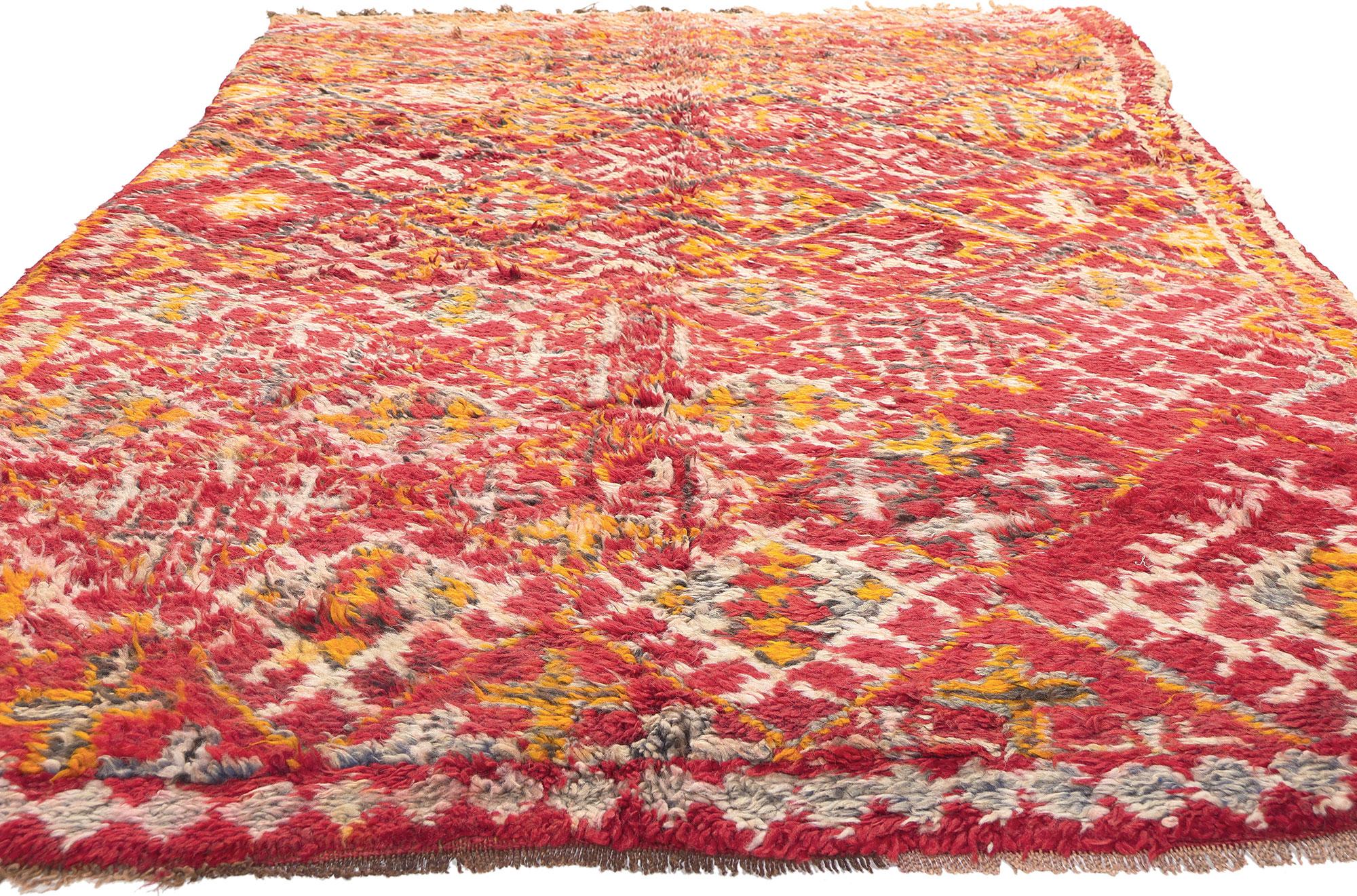 Mid-Century Modern Vintage Beni MGuild Moroccan Rug, Midcentury Modern Meets Spicy Boho Chic For Sale