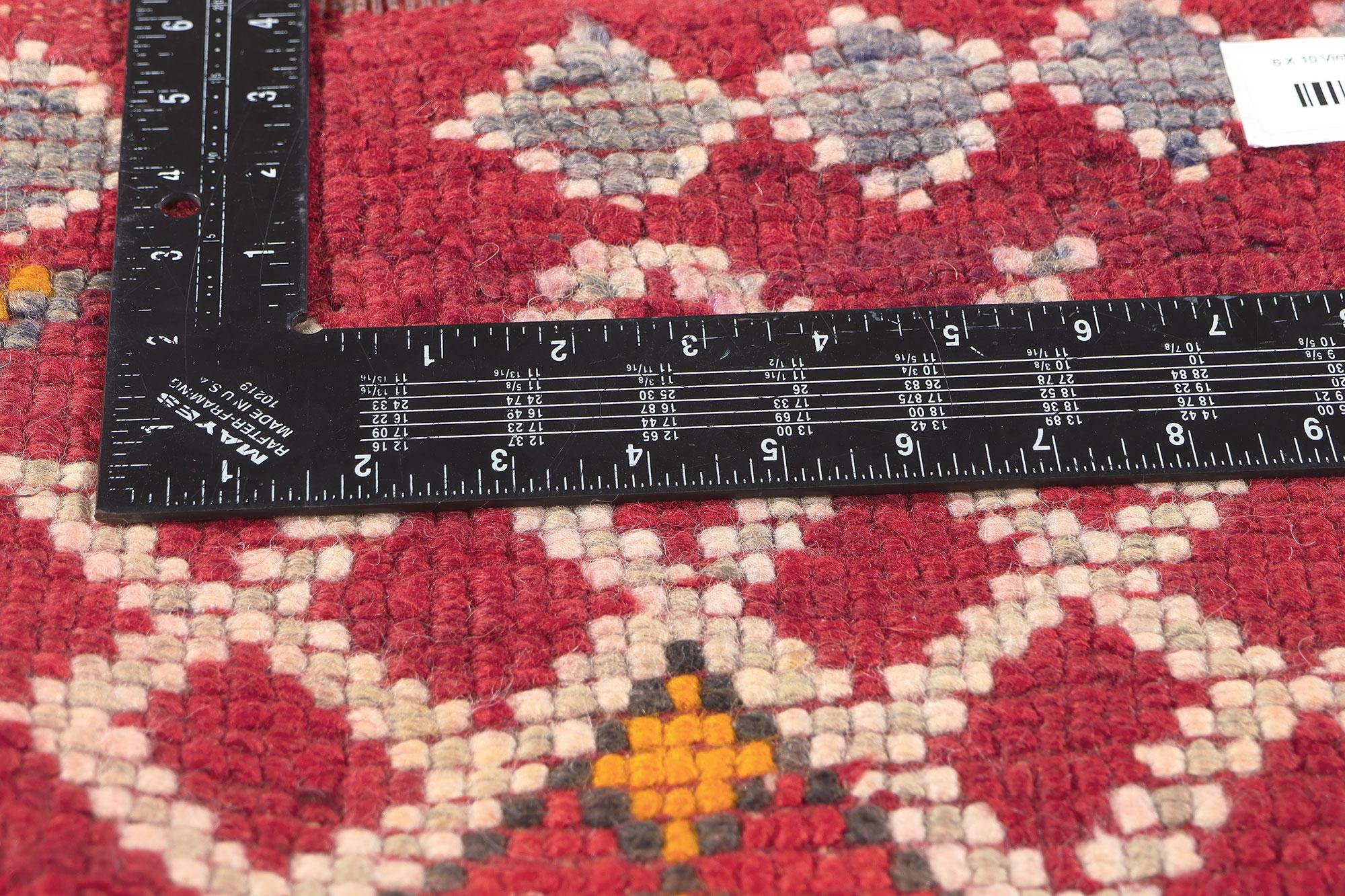 Vintage Beni MGuild Moroccan Rug, Midcentury Modern Meets Spicy Boho Chic In Good Condition For Sale In Dallas, TX