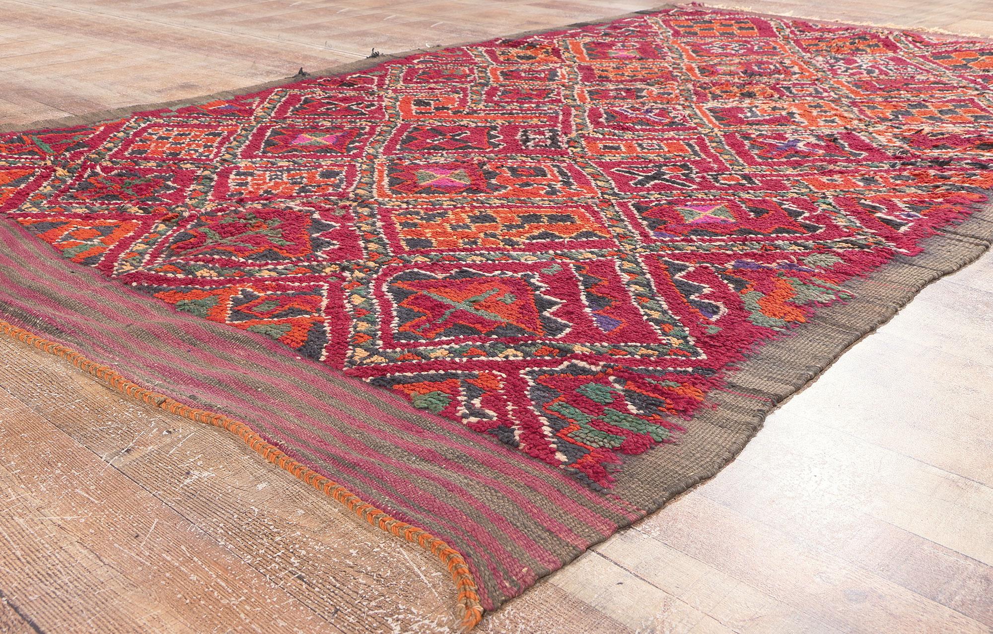 Wool Vintage Taznakht Moroccan Rug, Tribal Enchantment Meets Midcentury Modern Style For Sale