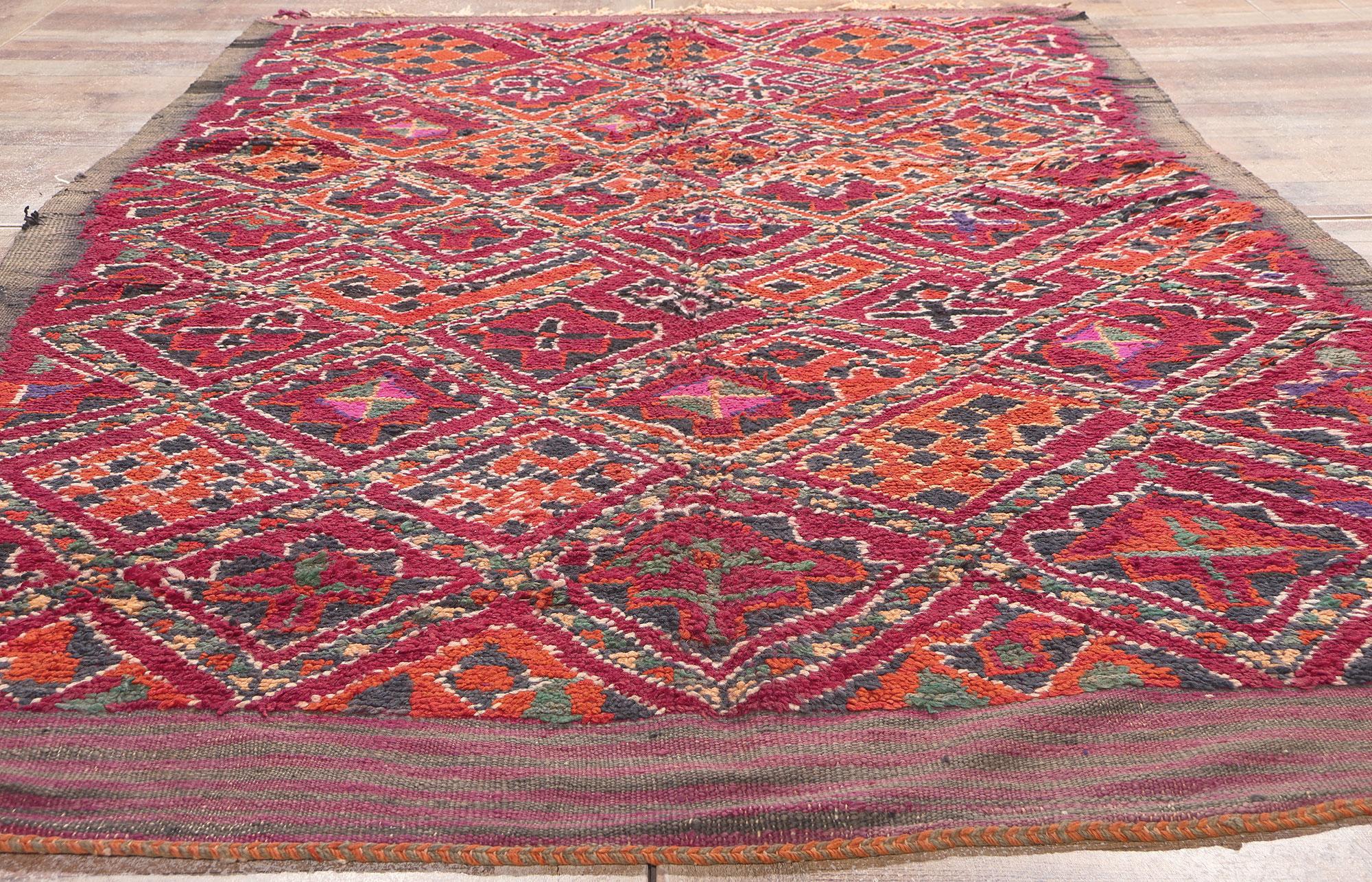 Vintage Taznakht Moroccan Rug, Tribal Enchantment Meets Midcentury Modern Style For Sale 1