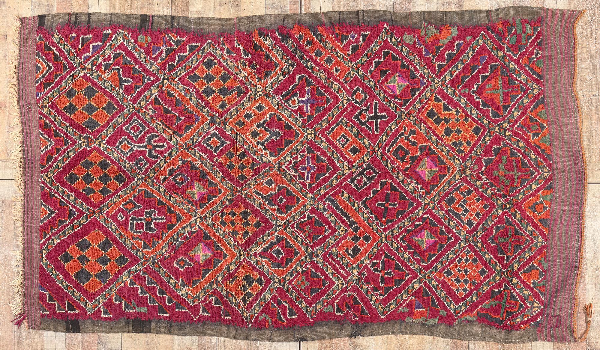 Vintage Taznakht Moroccan Rug, Tribal Enchantment Meets Midcentury Modern Style For Sale 2