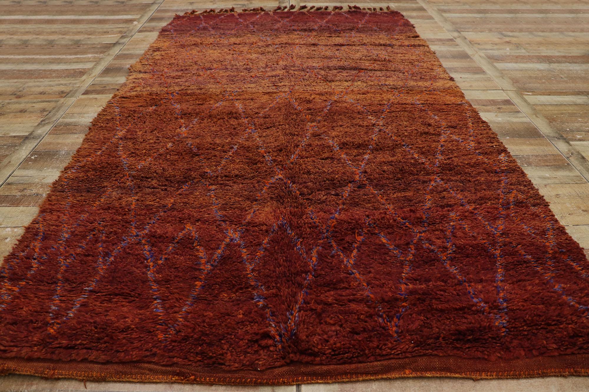 Wool Vintage Berber Moroccan Rug with Modern Rustic Style For Sale