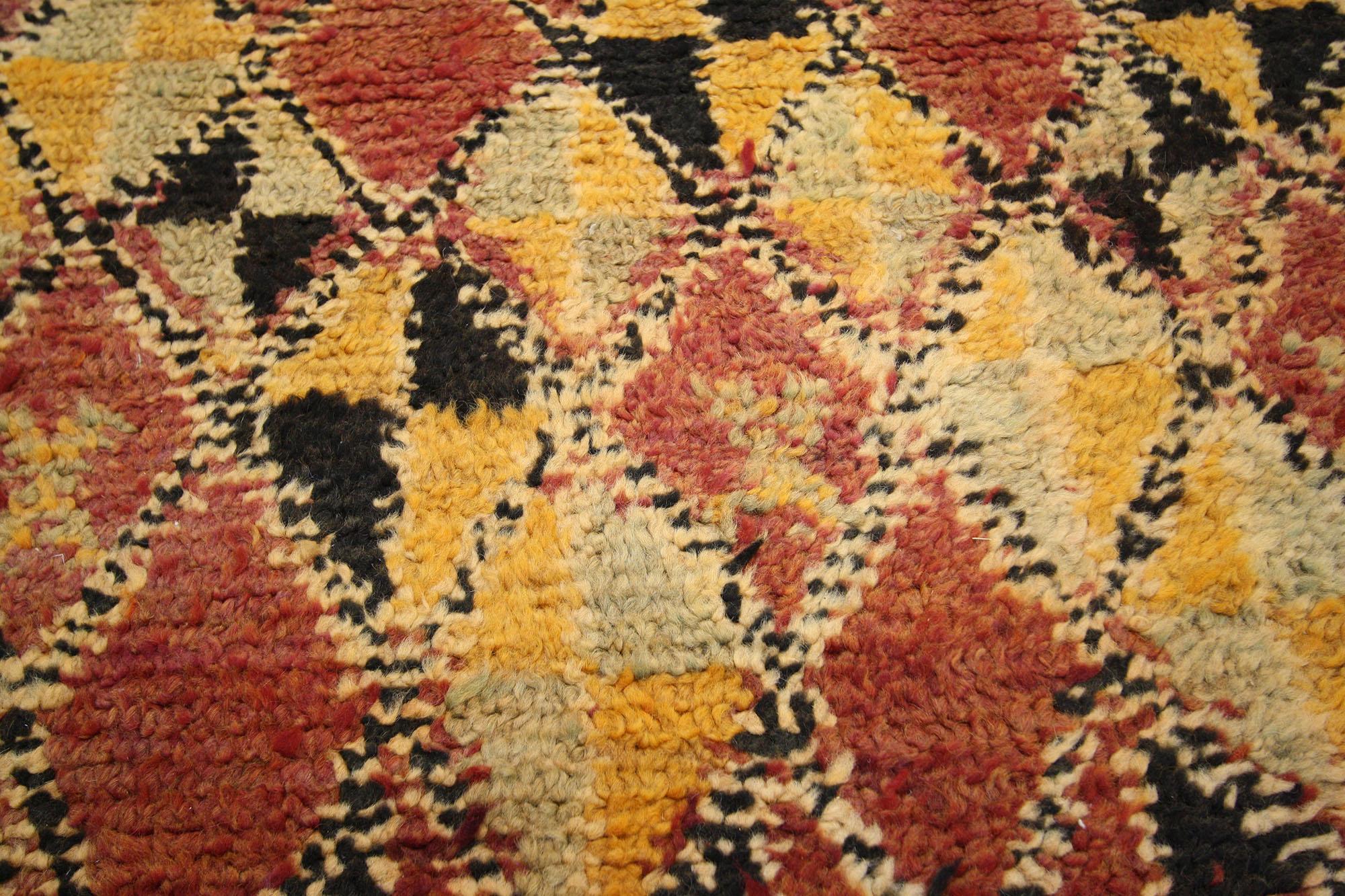 Hand-Knotted Vintage Berber Moroccan Rug with Modern Style For Sale