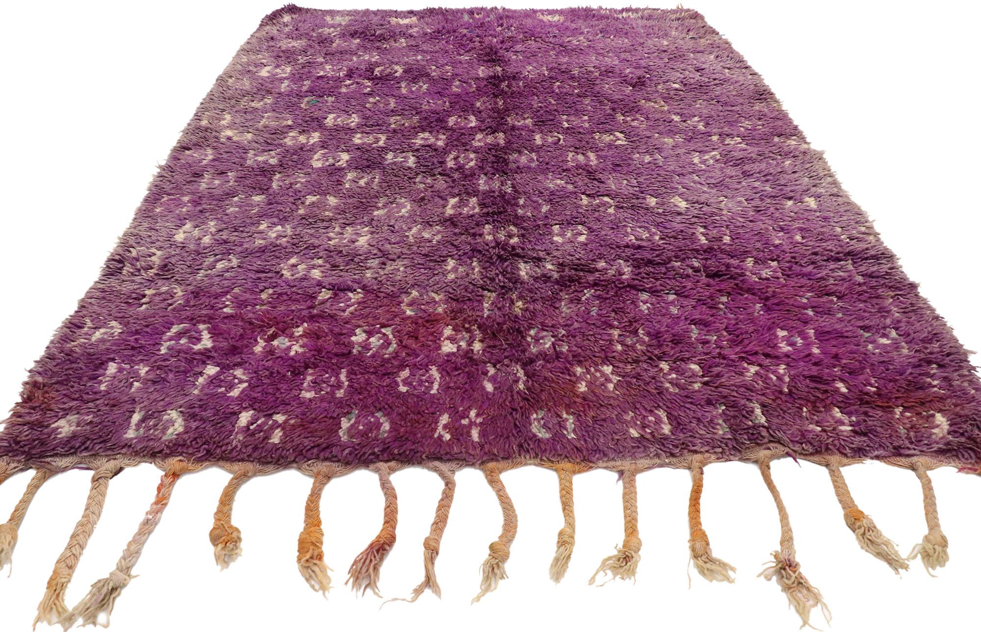 Hand-Knotted Vintage Berber Moroccan Rug with Modern Tribal Boho Chic Style For Sale