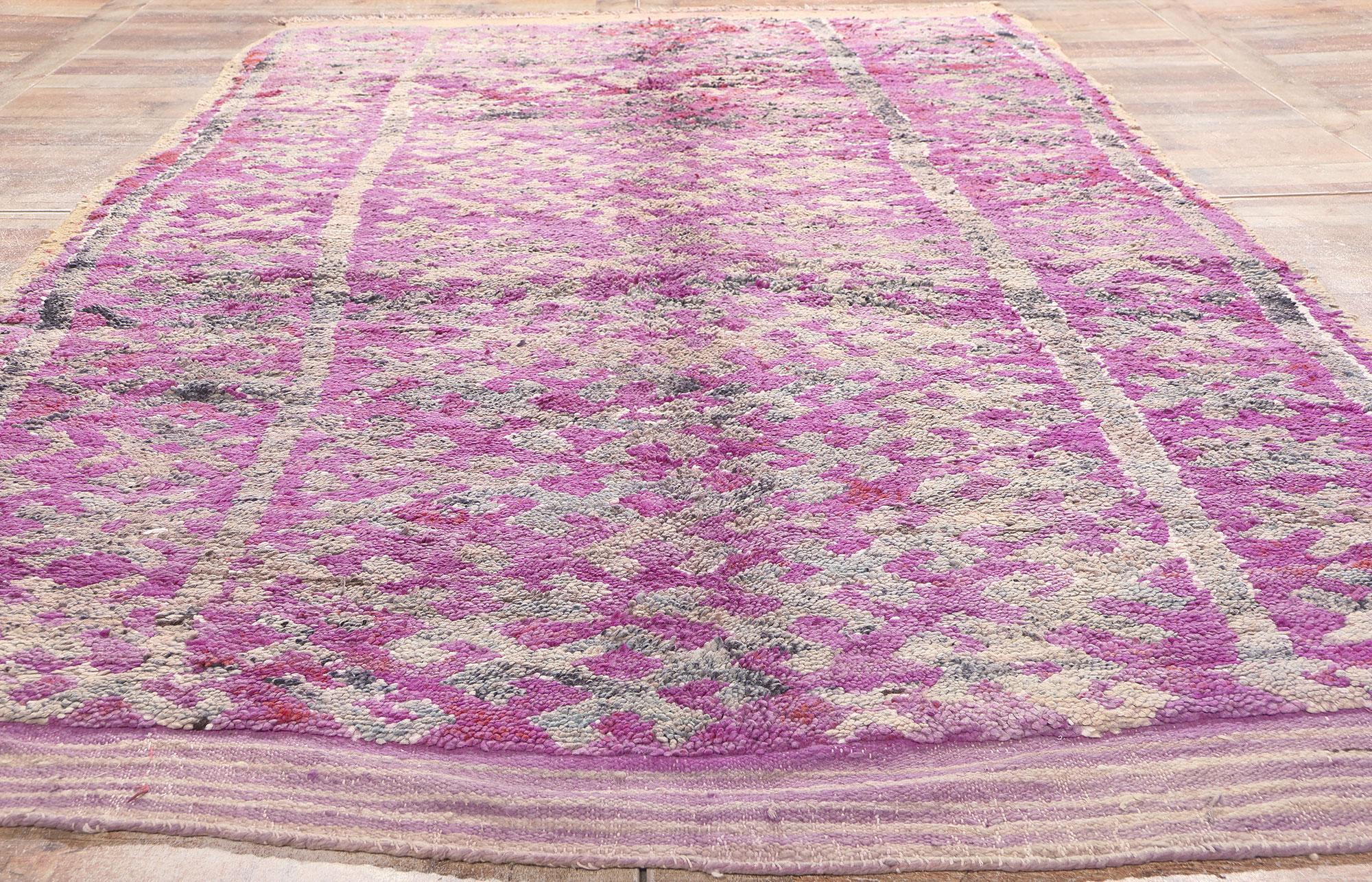Vintage Purple Boujad Moroccan Rug, Boho Chic Meets Worldly Sophistication For Sale 1