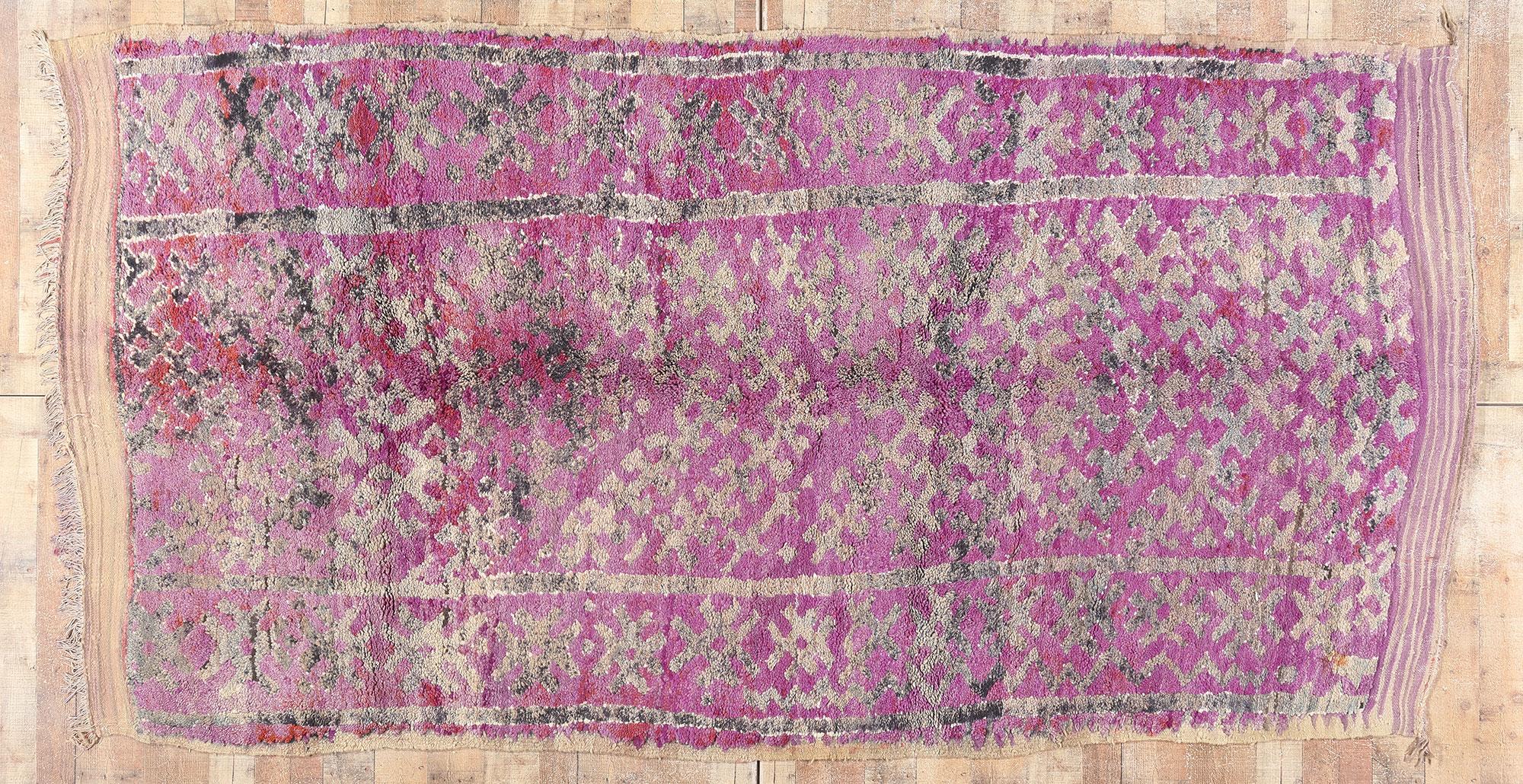 Vintage Purple Boujad Moroccan Rug, Boho Chic Meets Worldly Sophistication For Sale 2