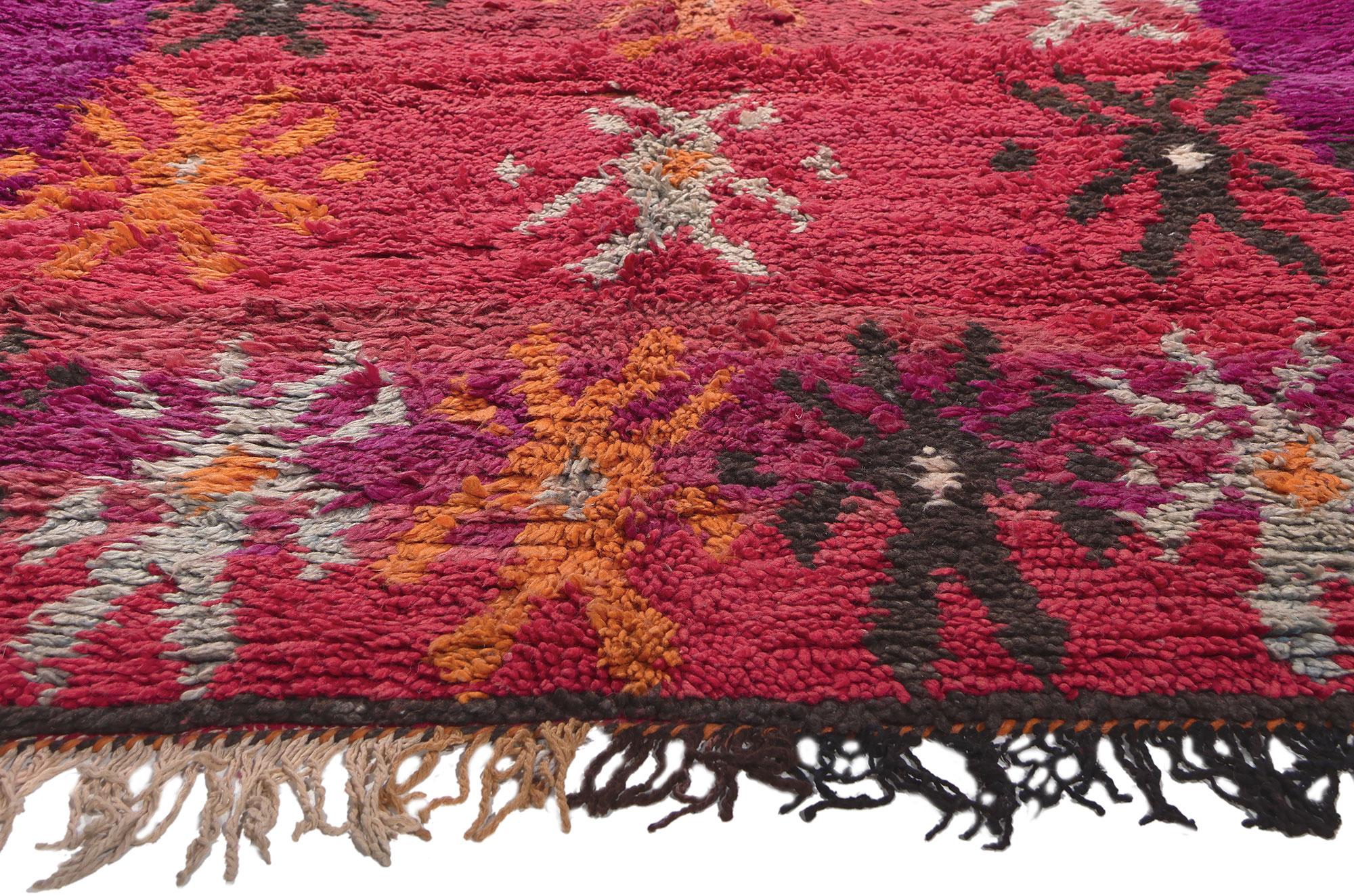 Hand-Knotted Vintage Talsint Moroccan Rug, Tribal Enchantment Meets Maximalist Style For Sale