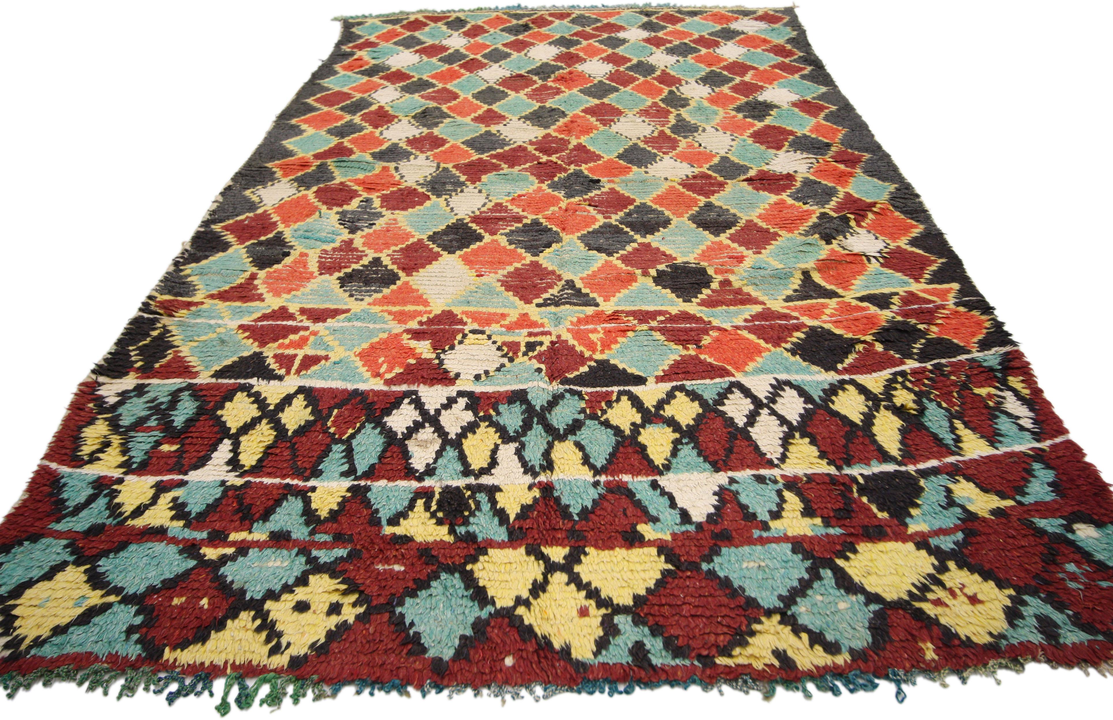 Mid-Century Modern Vintage Berber Moroccan Rug with Modern Tribal Style