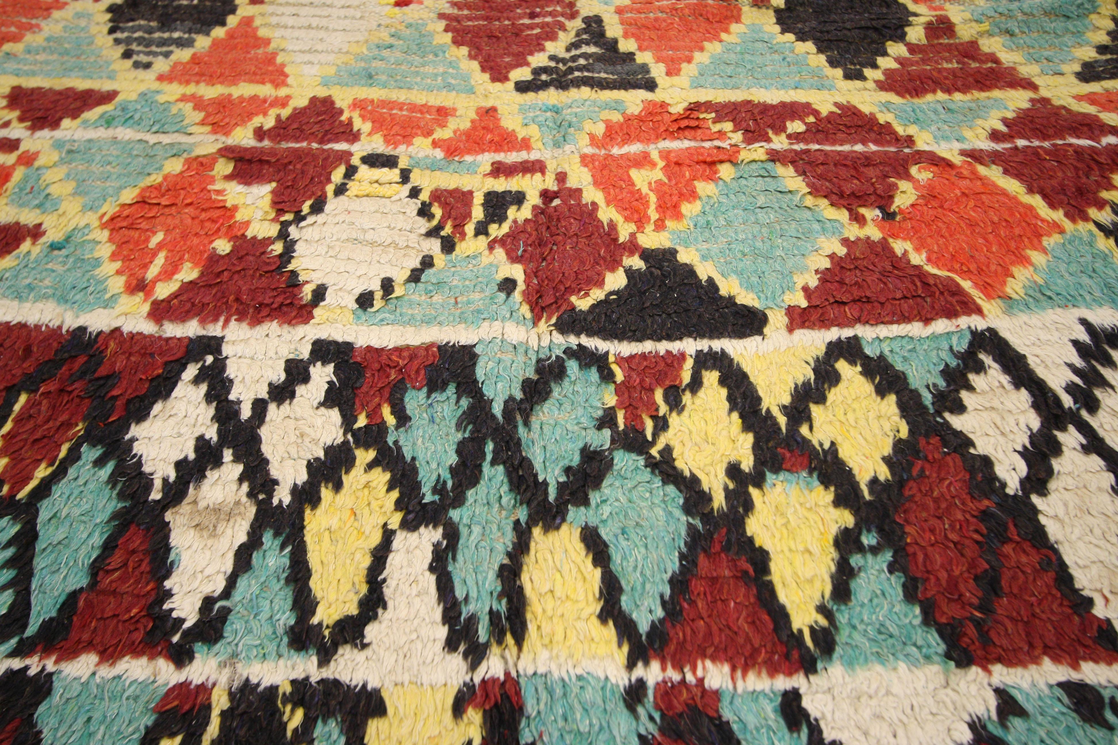 Hand-Knotted Vintage Berber Moroccan Rug with Modern Tribal Style