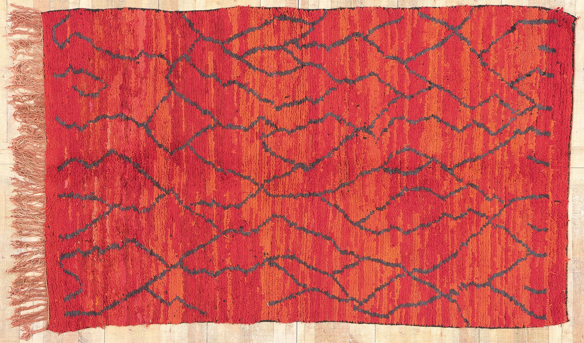 Wool Vintage Red Talsint Moroccan Rug, Abstract Expressionism Meets Maximalist Style For Sale
