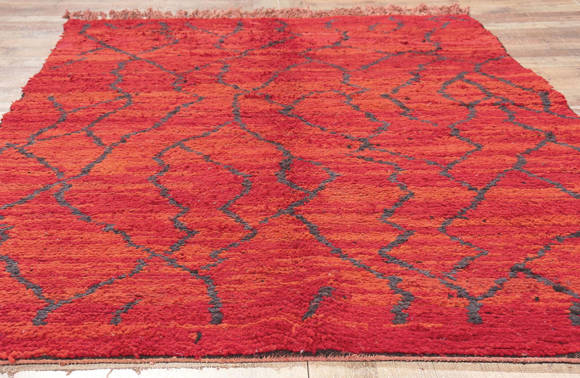 20th Century Vintage Red Talsint Moroccan Rug, Abstract Expressionism Meets Maximalist Style For Sale