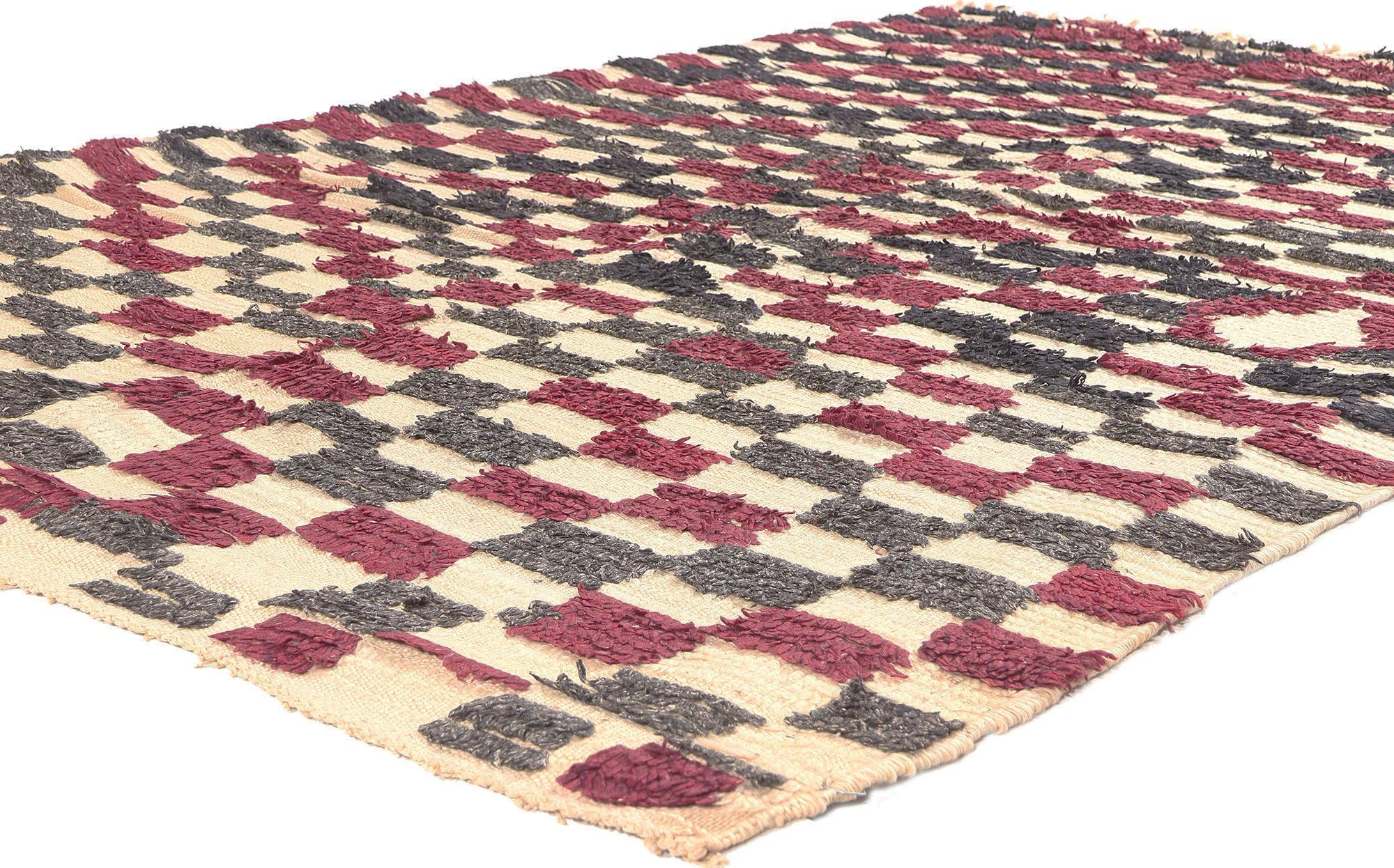 20402 Vintage Rehamna Moroccan Rug, 05'02 x 07'07. 

Discover the allure of this hand-knotted wool vintage Moroccan rug, hailing from Rehamna in the central plains east of Marrakech, Morocco—an area steeped in tradition and renowned for crafting