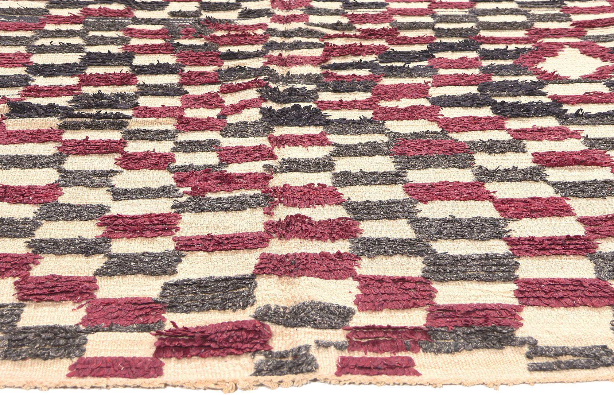 Hand-Knotted Vintage Rehamna Moroccan Rug, Tribal Enchantment Meets Midcentury Modern For Sale