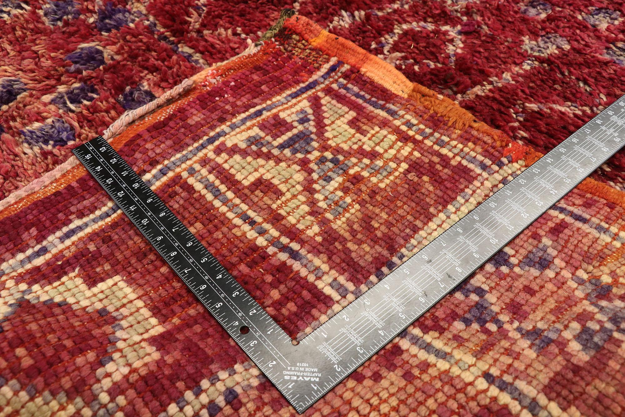 Hand-Knotted Vintage Berber Moroccan Rug with Postmodern Boho Chic and Memphis Style For Sale