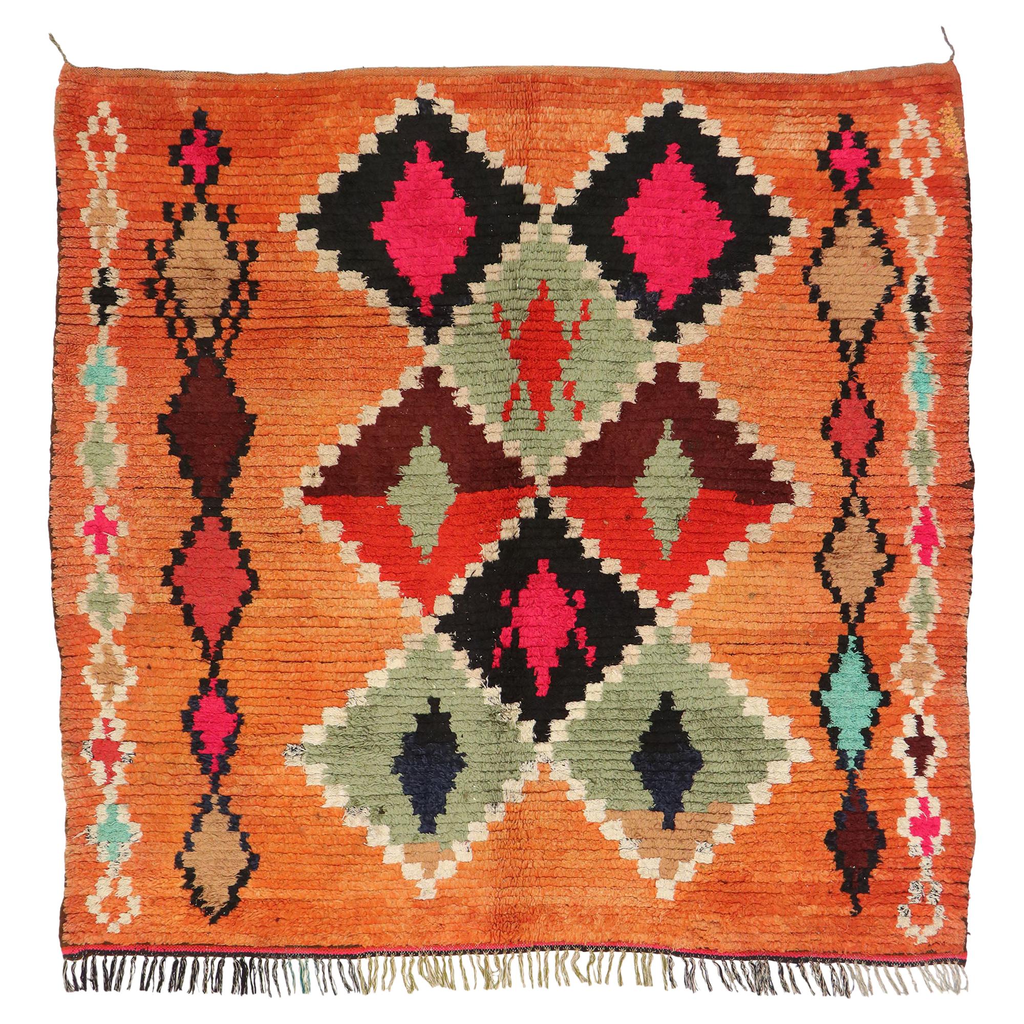 Vintage Berber Purple Moroccan Rug with Postmodern Boho Chic Style For