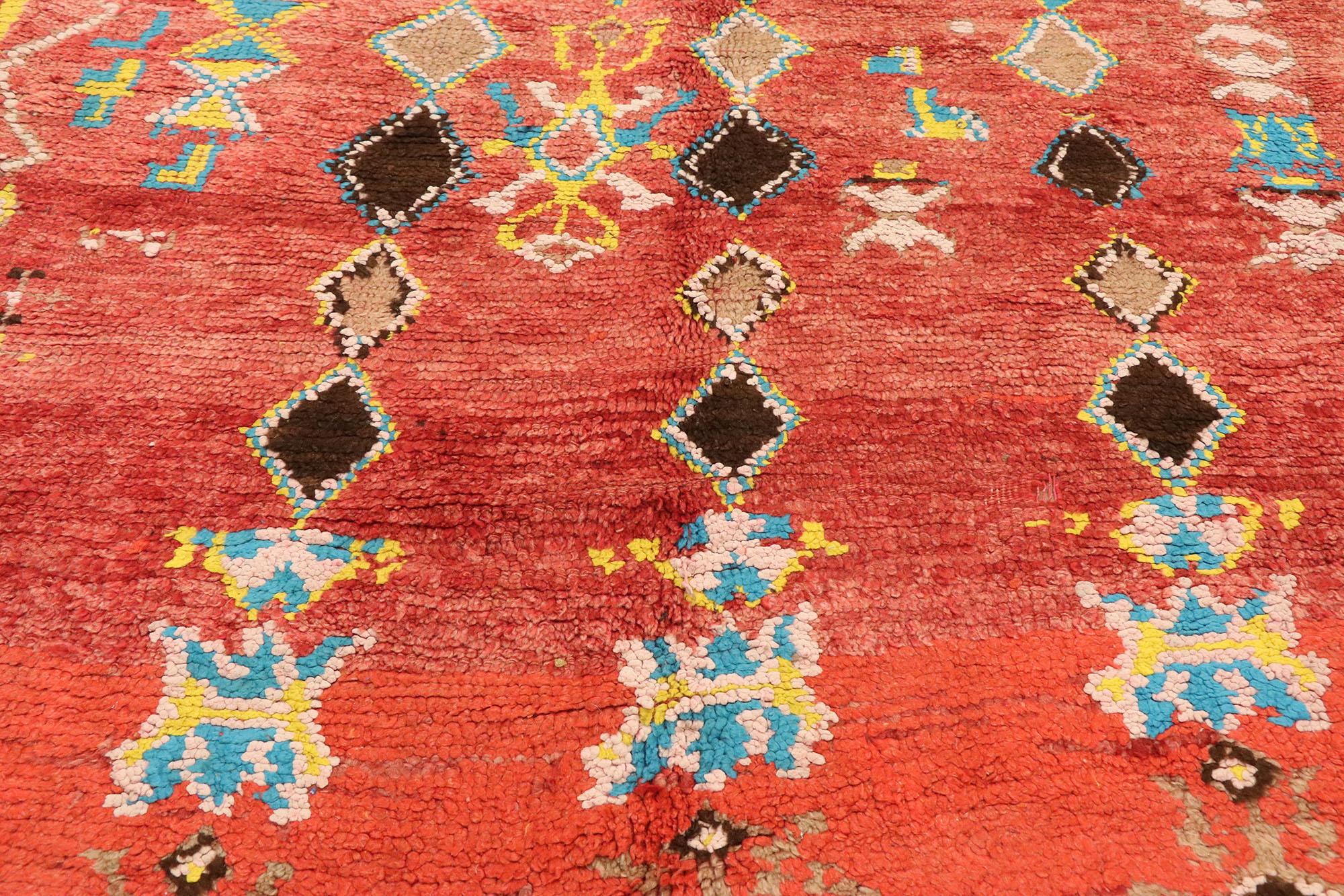 Vintage Berber Moroccan Rug with Postmodern Tribal Style In Fair Condition In Dallas, TX