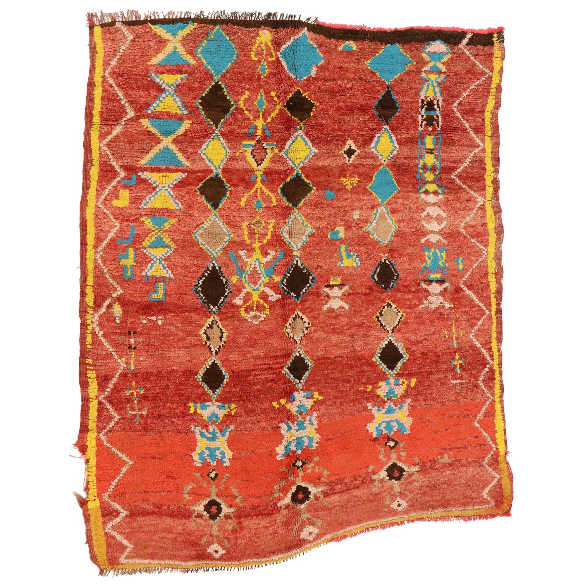 Vintage Berber Moroccan Rug with Postmodern Tribal Style