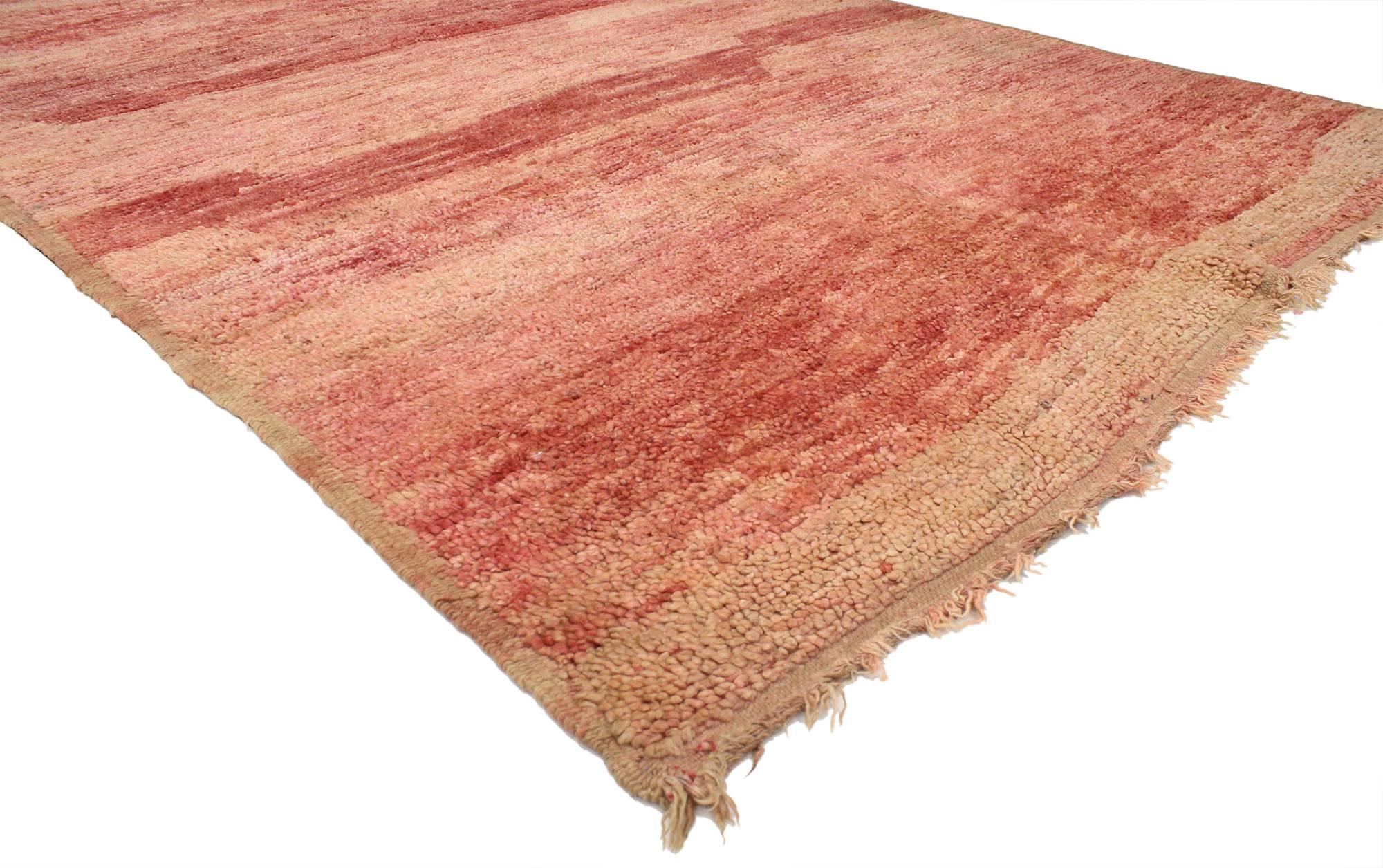 Modern Vintage Berber Moroccan Rug with Sunset Colors