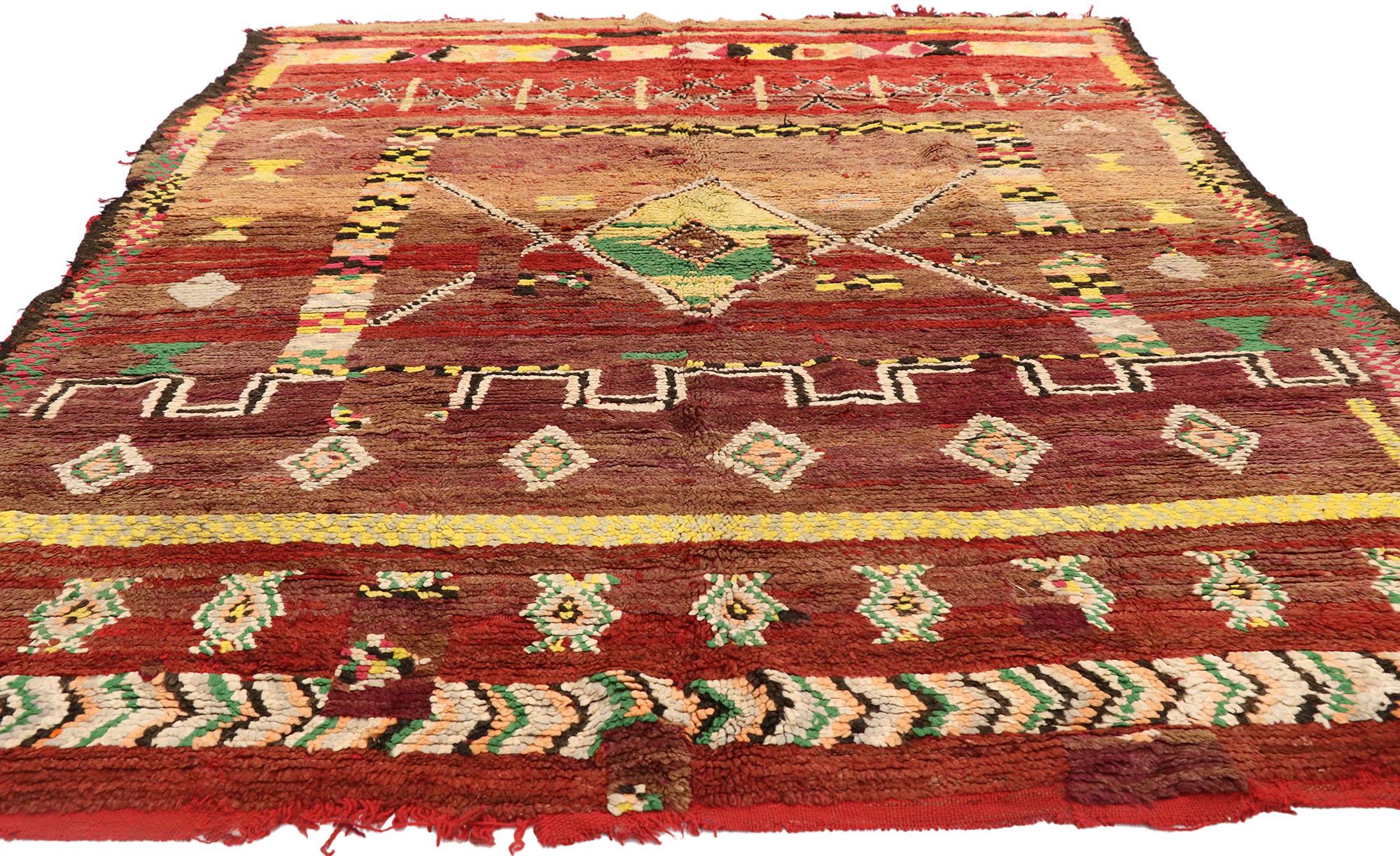 Hand-Knotted Vintage Berber Moroccan Rug with Tribal Artisan Style For Sale