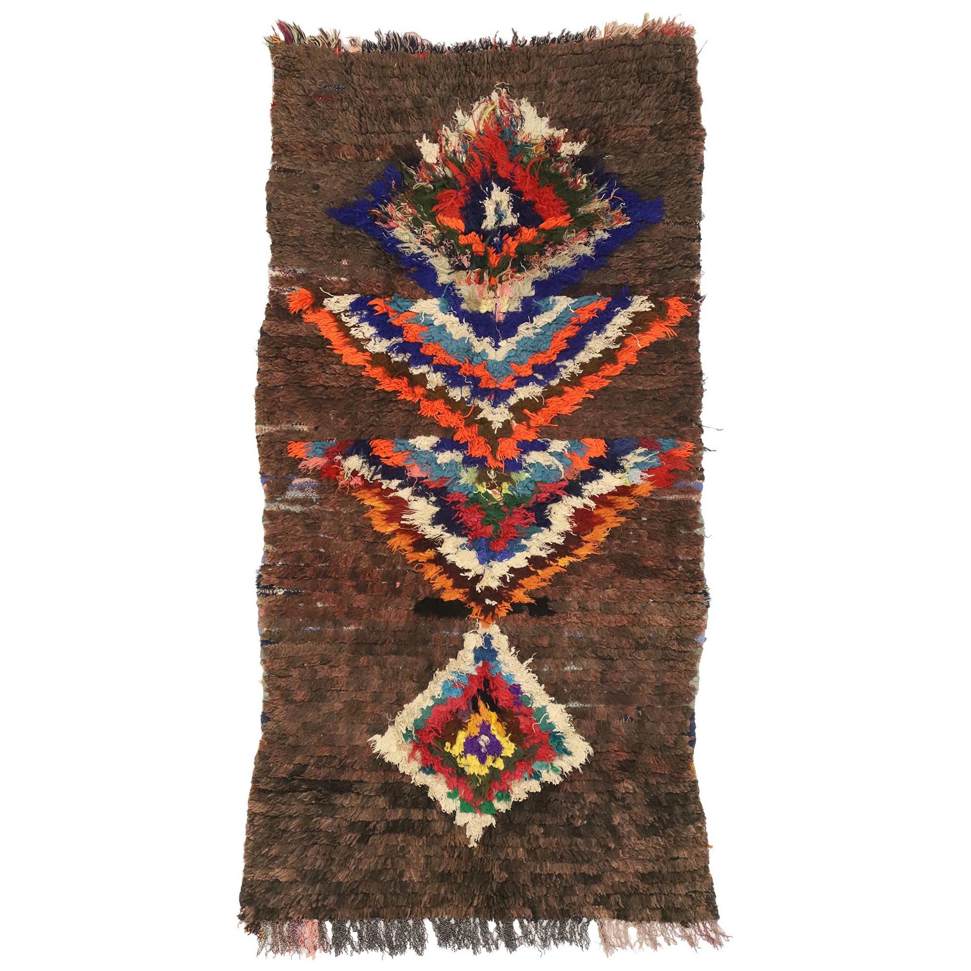 Vintage Brown Moroccan Azilal Rug, Tribal Boho Chic Meets Cozy Nomad