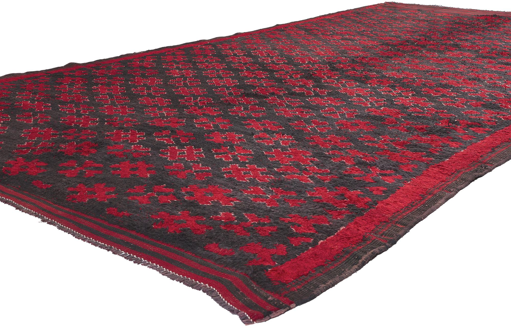 20731 Vintage Taznakht Moroccan Rug, 05'11 x 09'10. Behold the timeless enchantment woven into this hand-knotted wool vintage Taznakht Moroccan rug—a captivating narrative spun with distinctive styles, creating mesmerizing geometric designs that