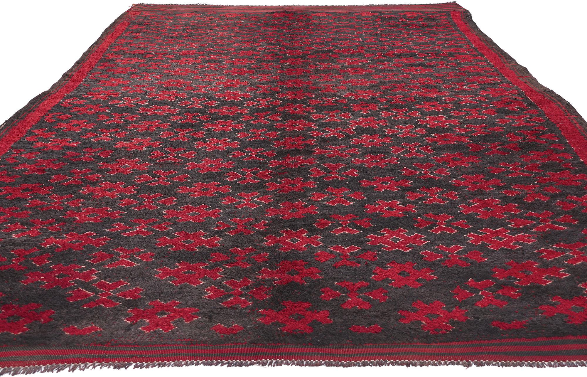 Hand-Knotted Vintage Taznakht Moroccan Rug, Midcentury Modern Meets Tribal Enchantment For Sale