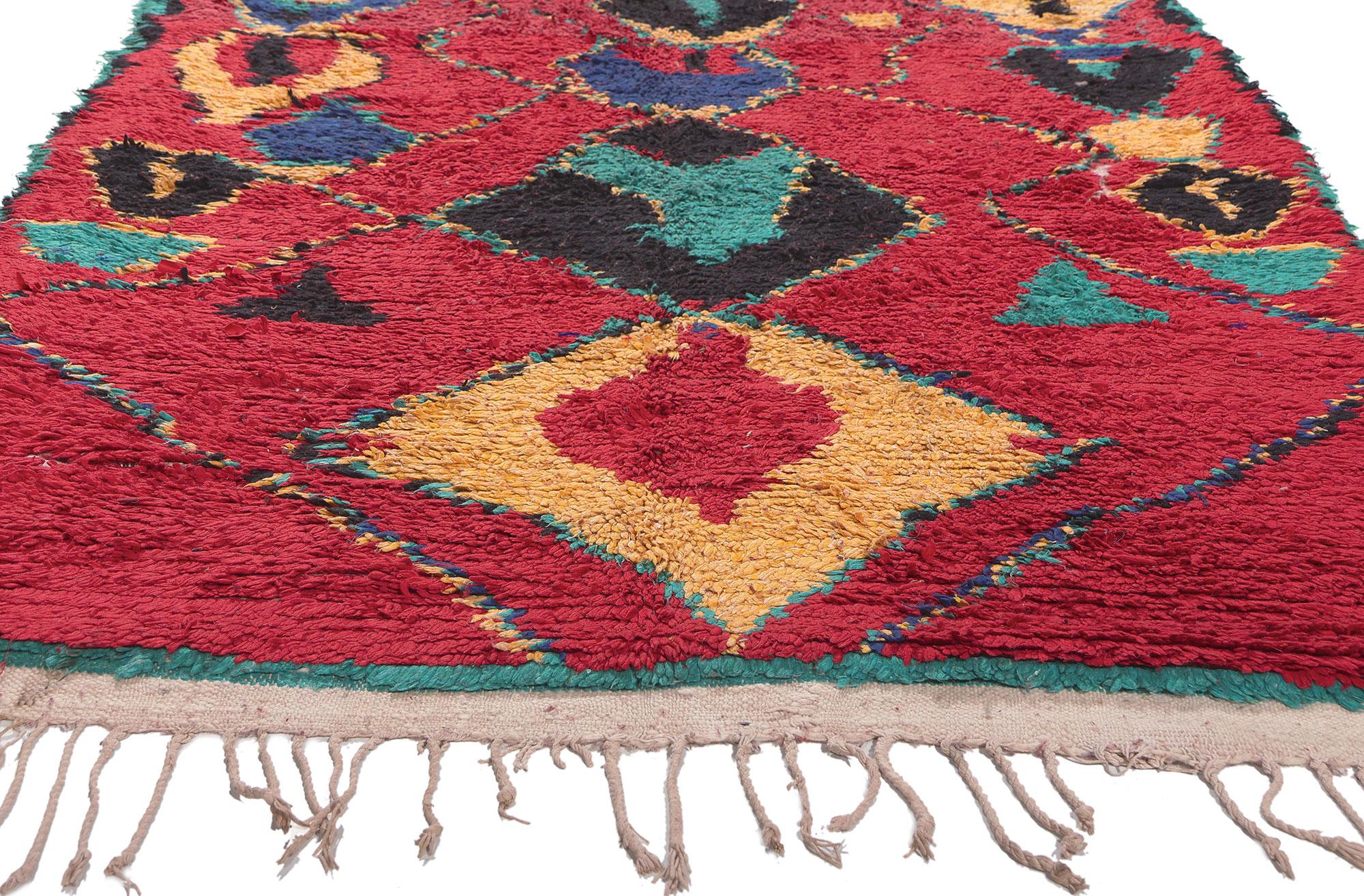 Hand-Knotted Vintage Boujad Moroccan Rug  For Sale