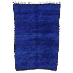Vintage Berber Moroccan Rug with Tribal Style, Blue Beni M'Guild Carpet