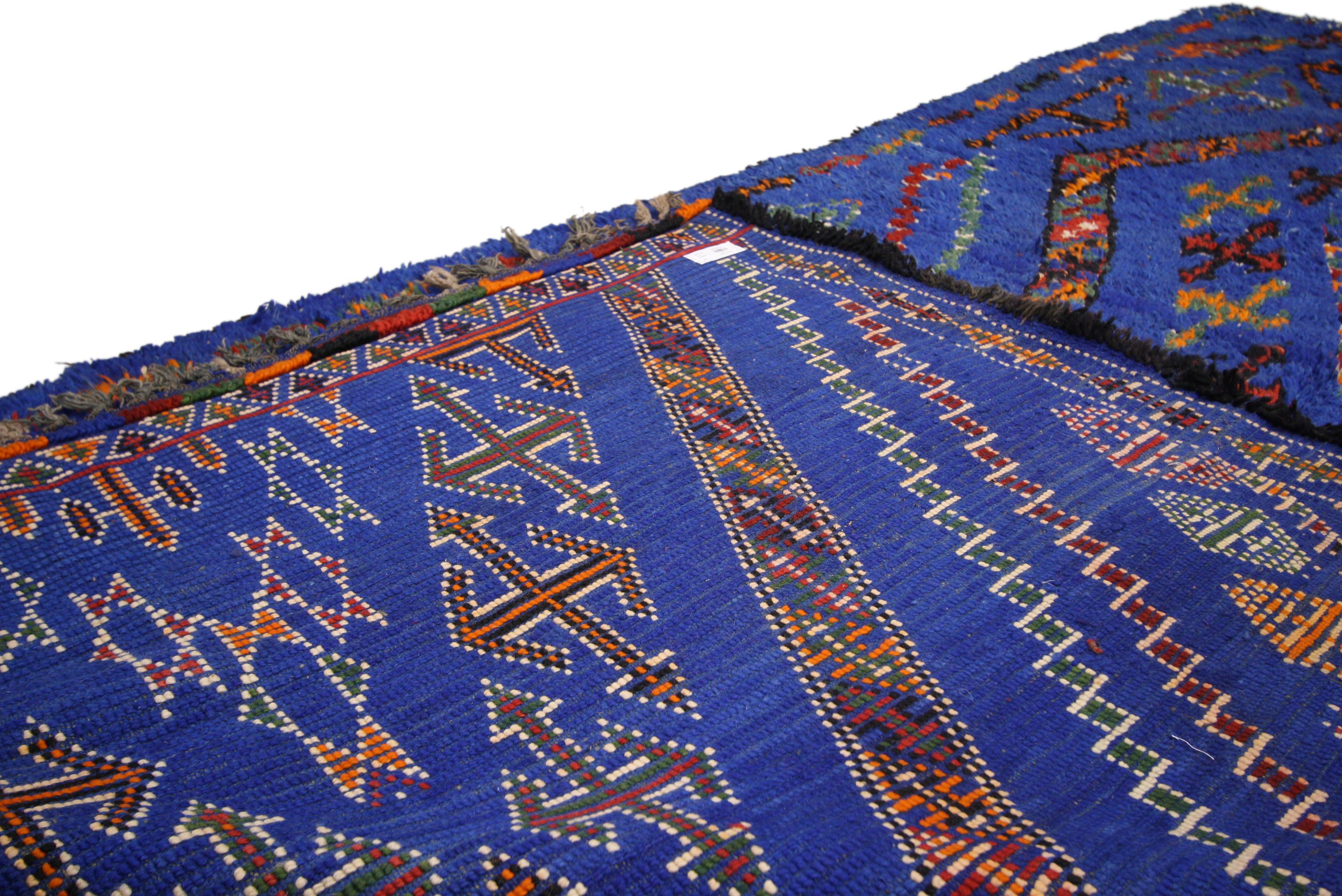 Vintage Berber Moroccan Rug with Tribal Style, Blue Indigo Beni Mguild Carpet 4