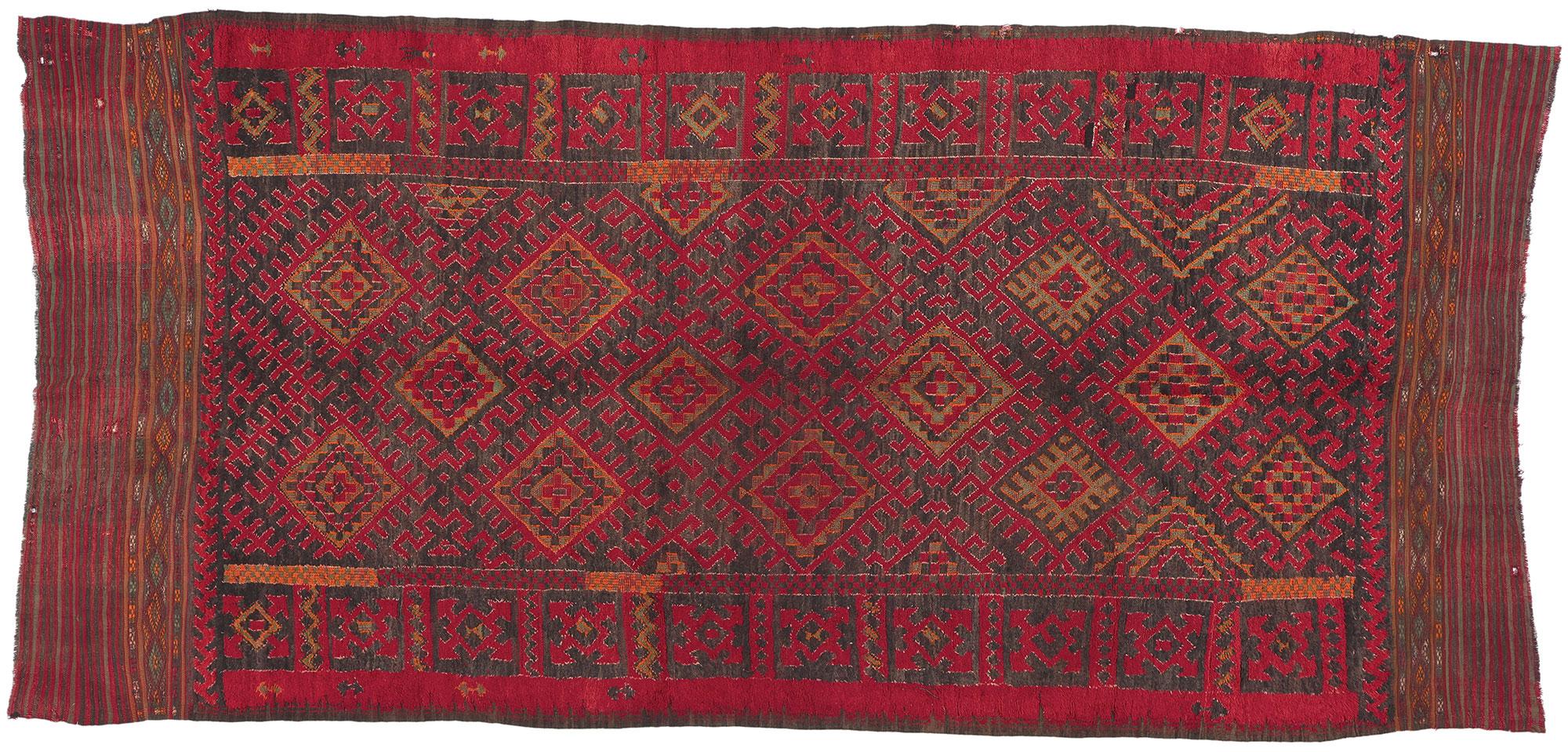 Vintage Taznakht Moroccan Rug, Midcentury Modern Meets Tribal Enchantment For Sale 3