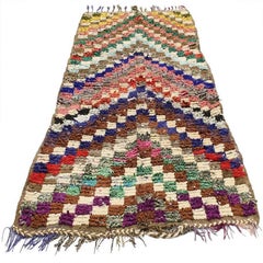 Colorful Vintage Berber Moroccan Boujad Rug with Post-Modern Cubism Style
