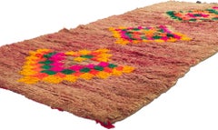 1980's Pink Boujad Moroccan Carpet with Modern Style, Berber Tribes of Morocco