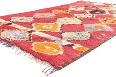 Vintage Red Boujad Moroccan Rug, Boho Chic Meets Tribal Enchantment