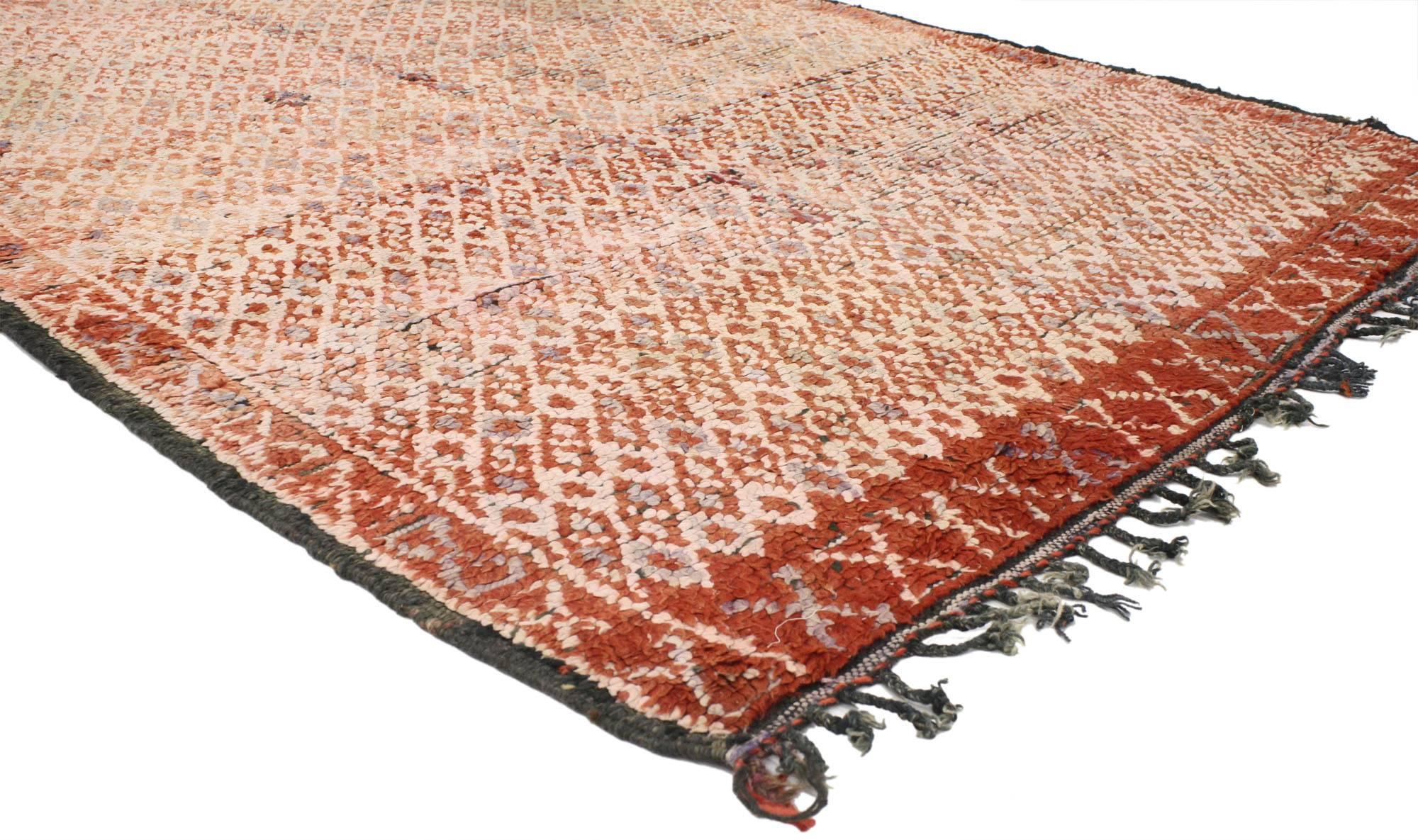 Hand-Knotted Vintage Berber Moroccan Rug with Tribal Style