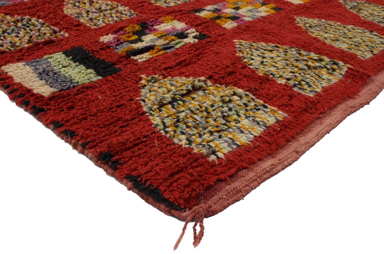 Hand-Knotted Vintage Berber Moroccan Rehamna Rug with Post-Modern Expressionist Style For Sale