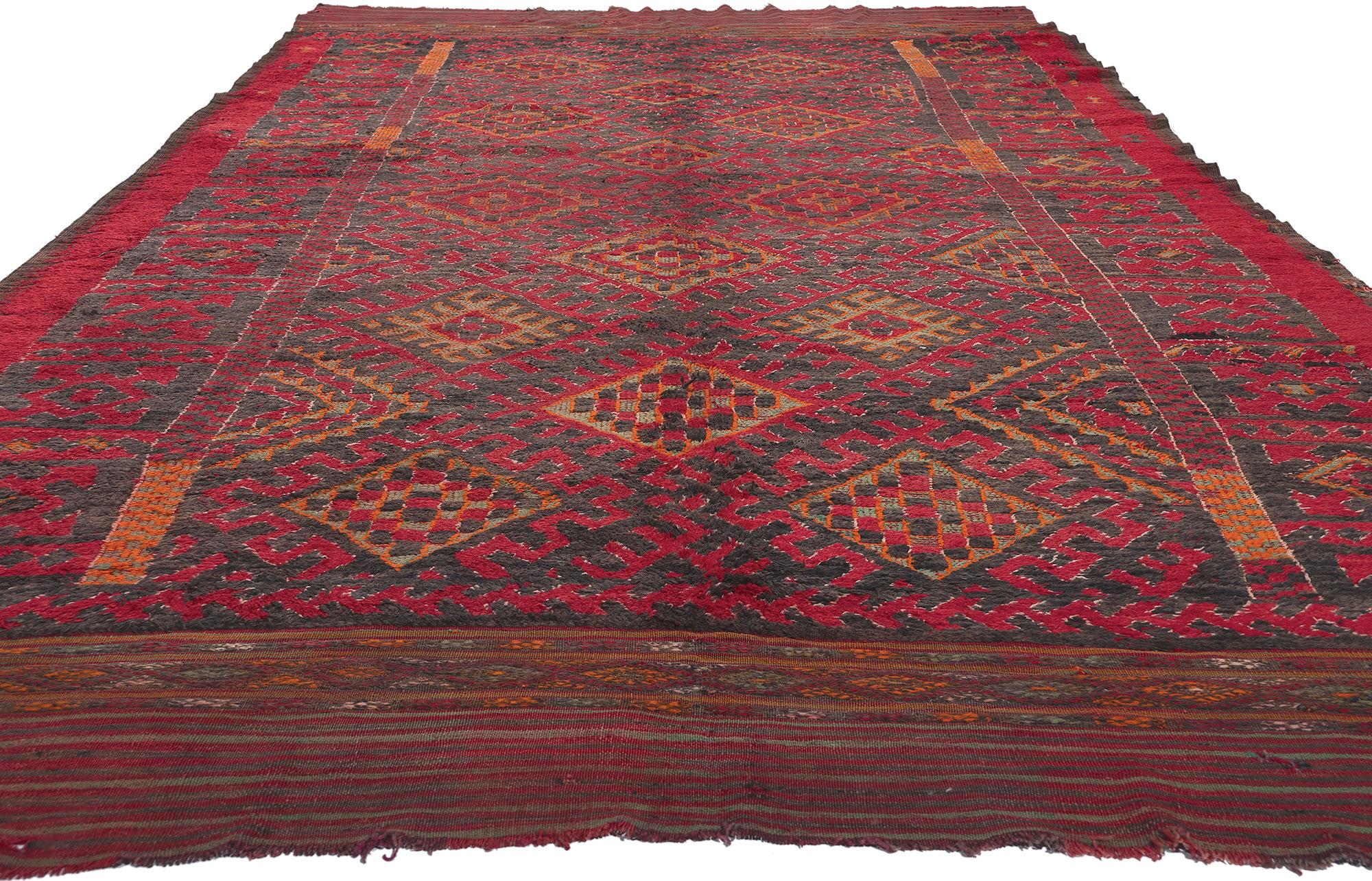 Mid-Century Modern Vintage Taznakht Moroccan Rug, Midcentury Modern Meets Tribal Enchantment For Sale
