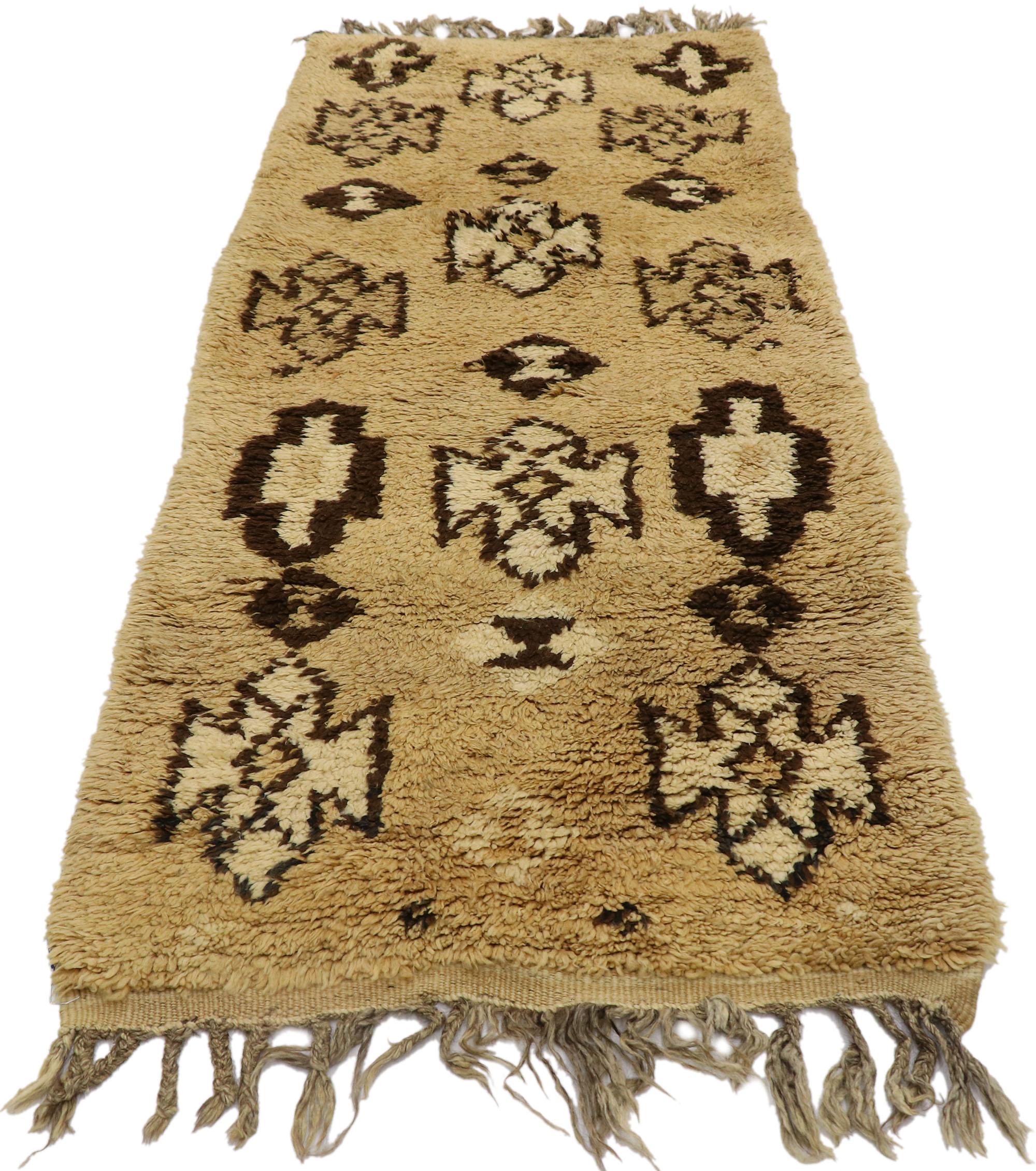 Hand-Knotted Vintage Berber Moroccan Rug with Tribal Style For Sale