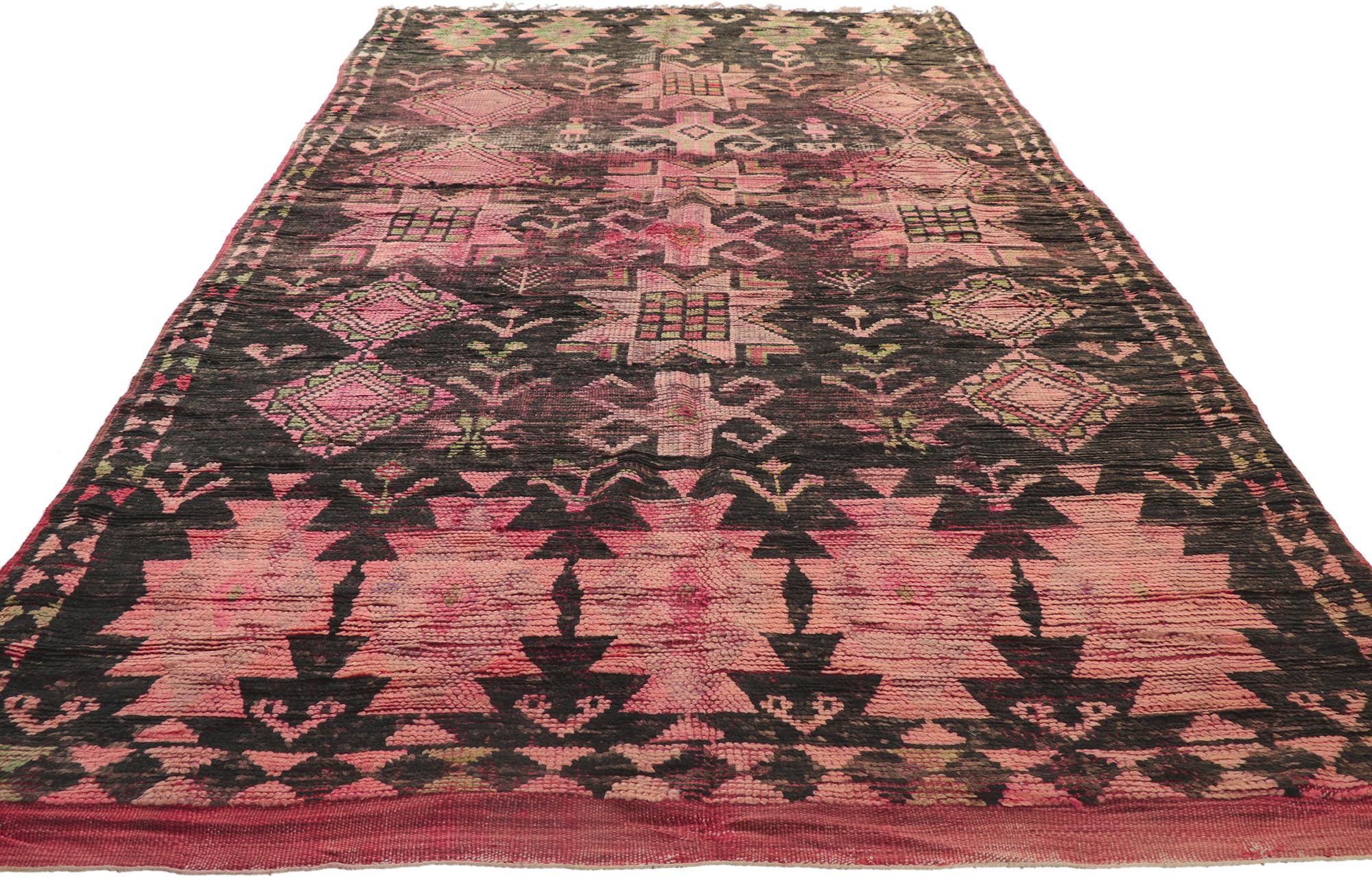 Bohemian Vintage Berber Moroccan Rug with Tribal Style For Sale