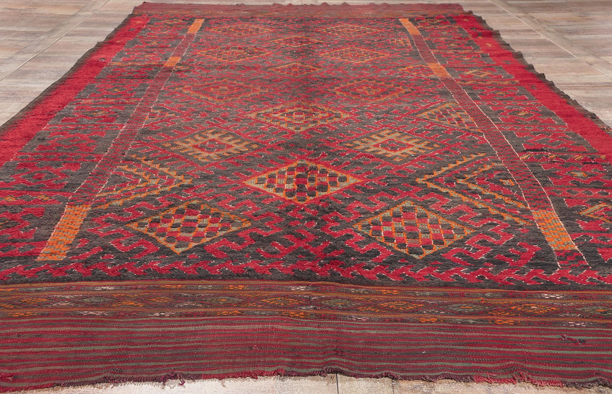 Vintage Taznakht Moroccan Rug, Midcentury Modern Meets Tribal Enchantment For Sale 1