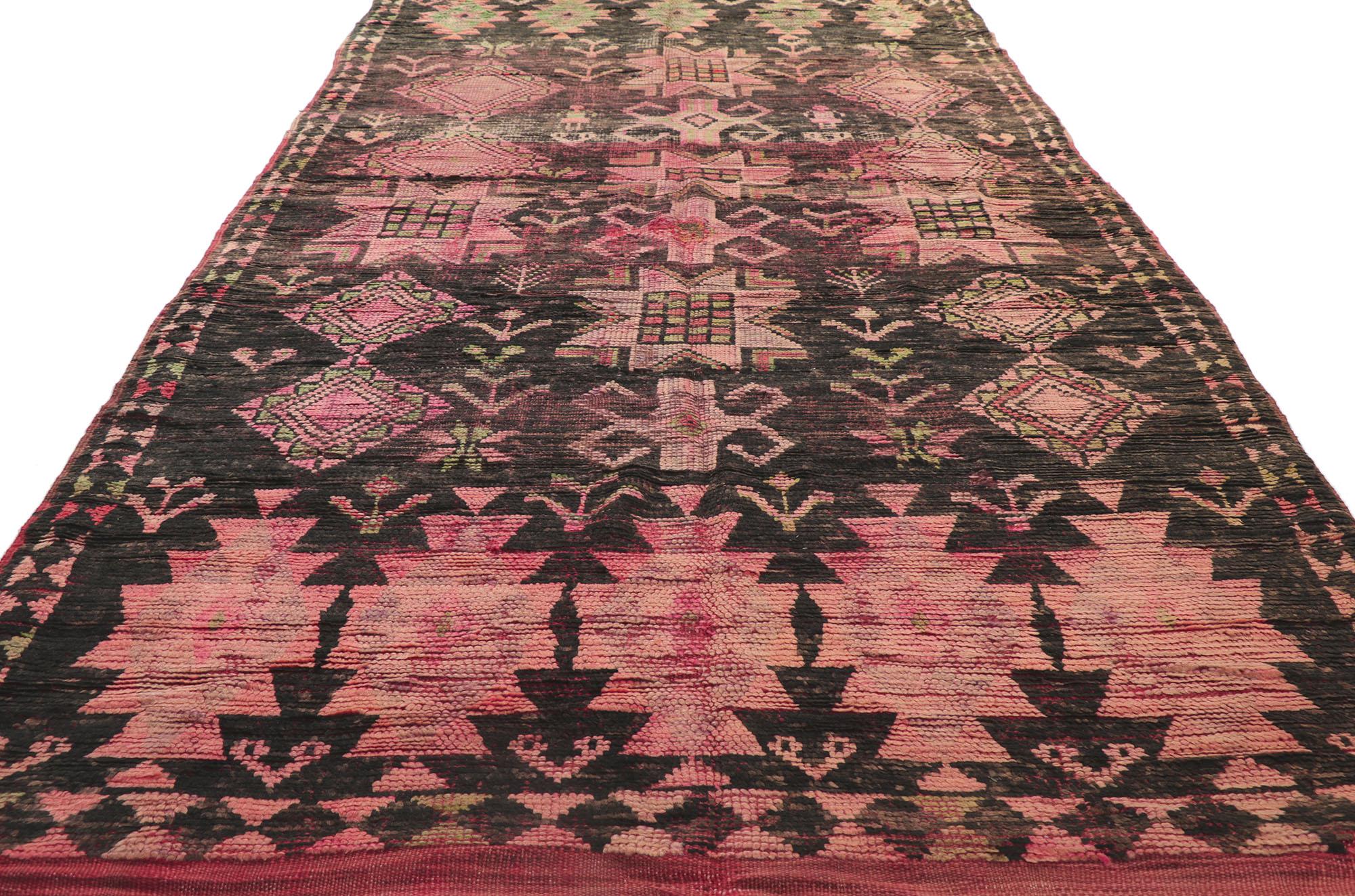 Hand-Knotted Vintage Berber Moroccan Rug with Tribal Style For Sale