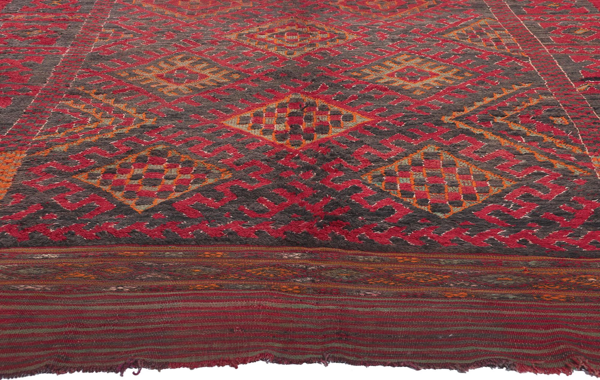 Hand-Knotted Vintage Taznakht Moroccan Rug, Midcentury Modern Meets Tribal Enchantment For Sale