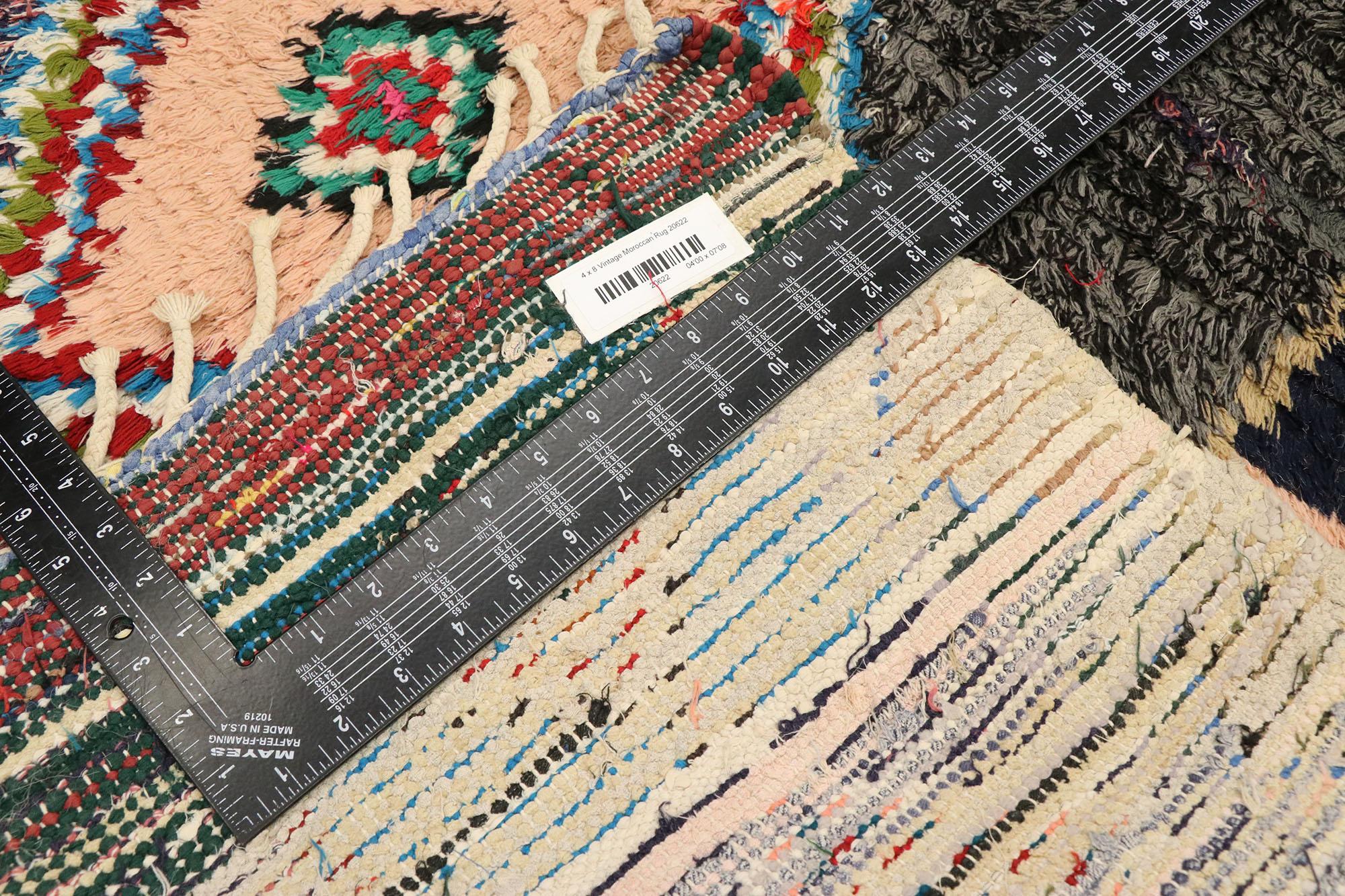 Vintage Berber Moroccan Azilal Rug, Boho Chic Meets Tribal Enchantment In Good Condition For Sale In Dallas, TX